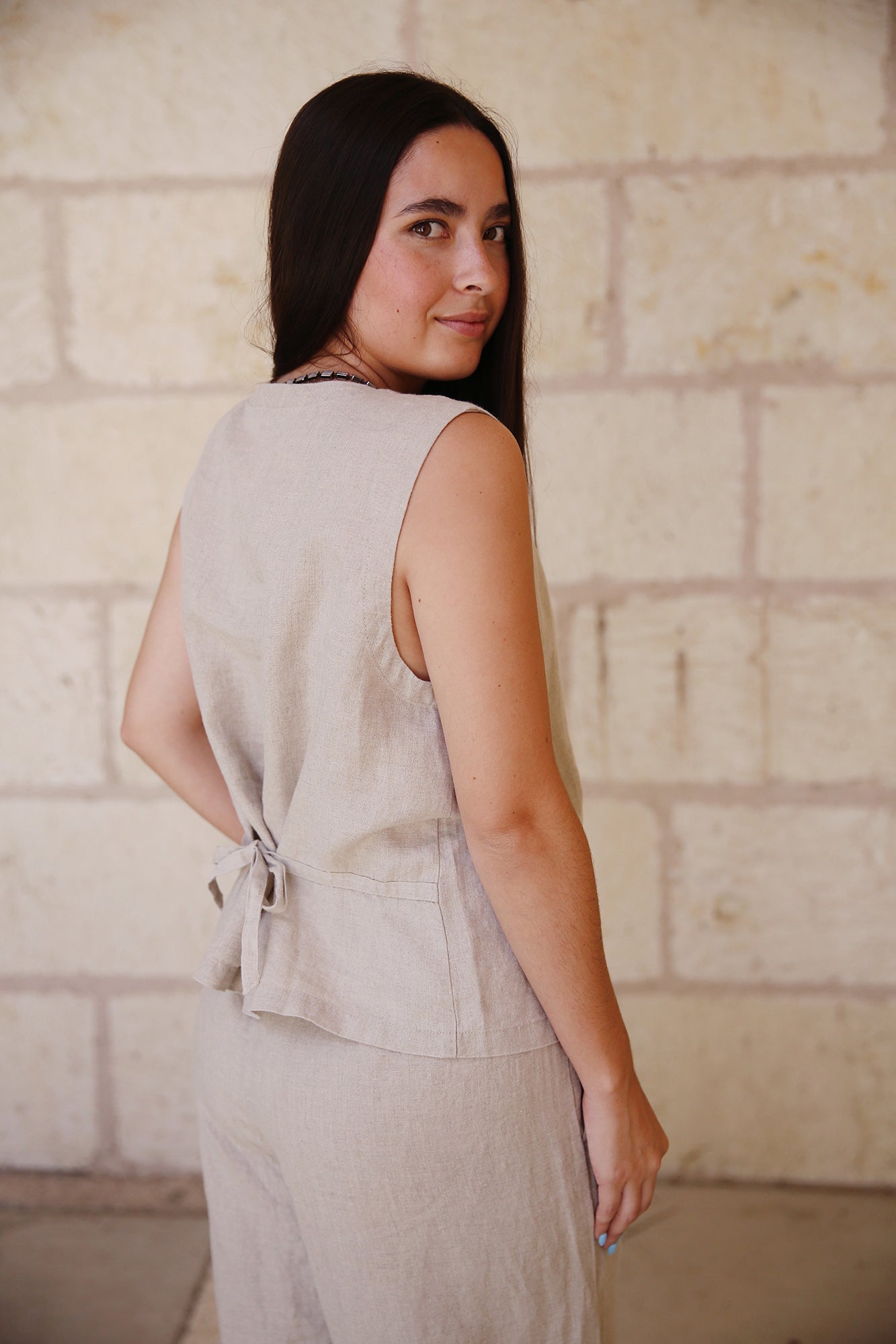 Organic Linen Vest Undyed Natural