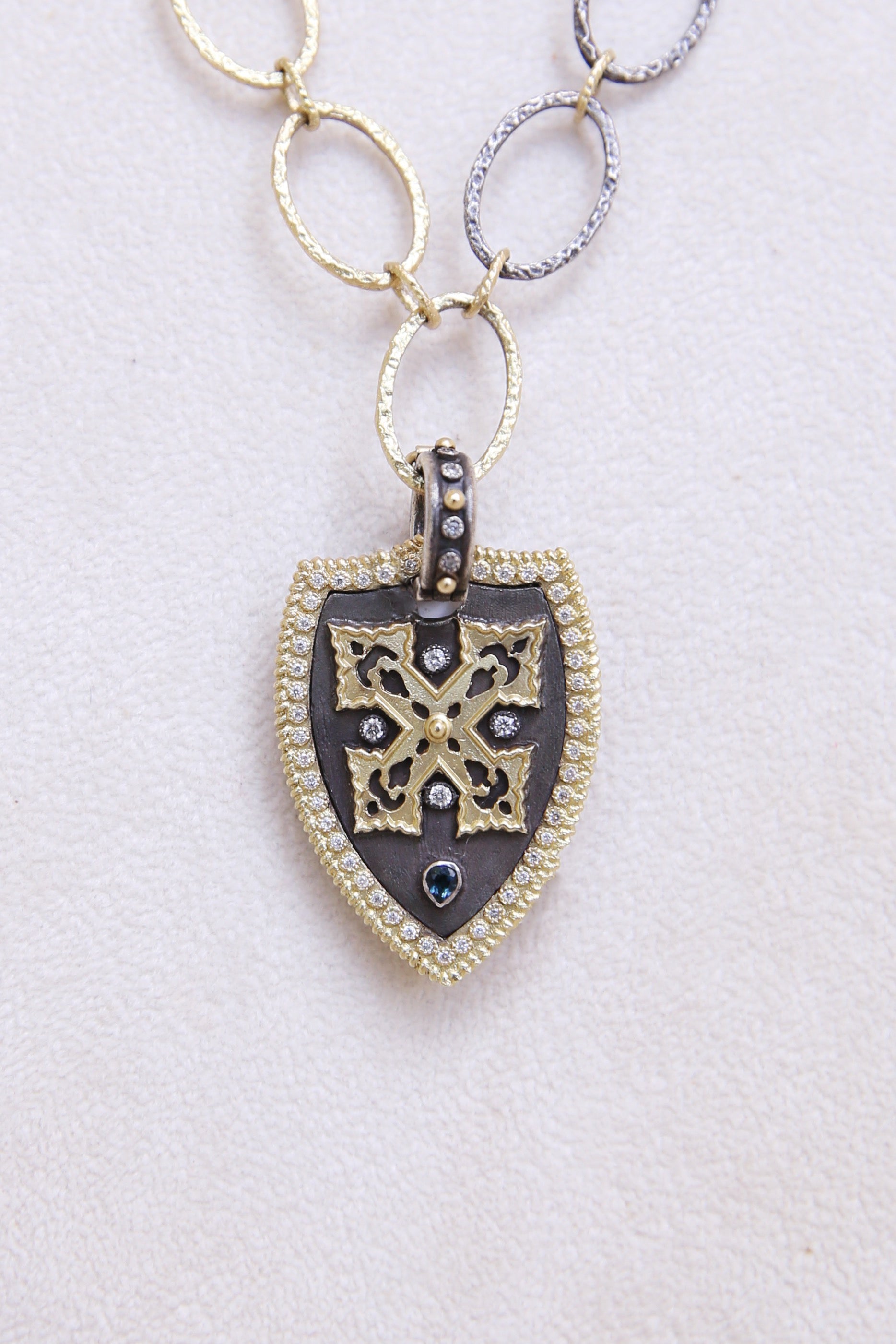 Old World MN/YG Shield Enhancer W/ YG Cross
