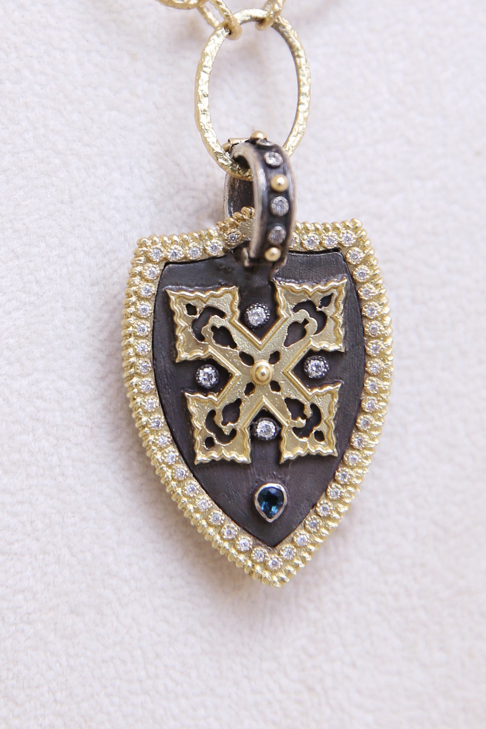 Old World MN/YG Shield Enhancer W/ YG Cross