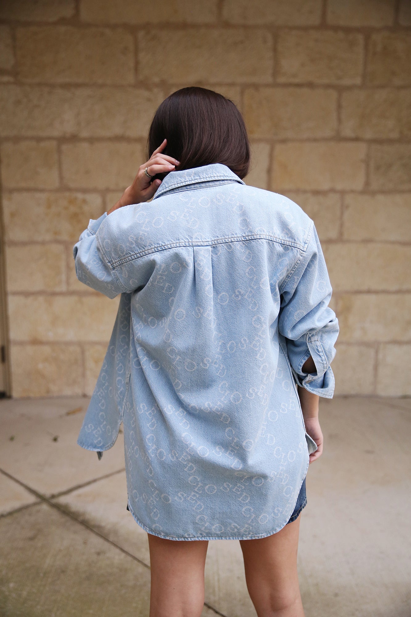 Boxy CLOSED Logo Denim Shirt