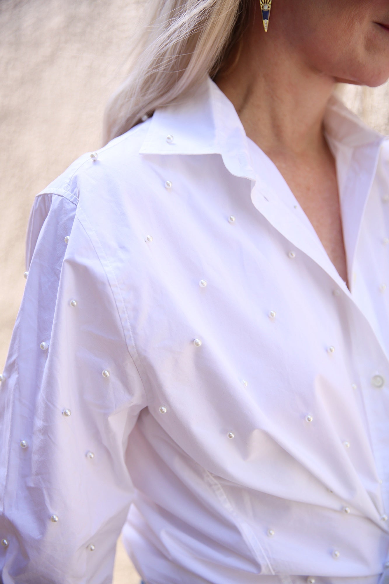 The Oversized Pearl Shirt White