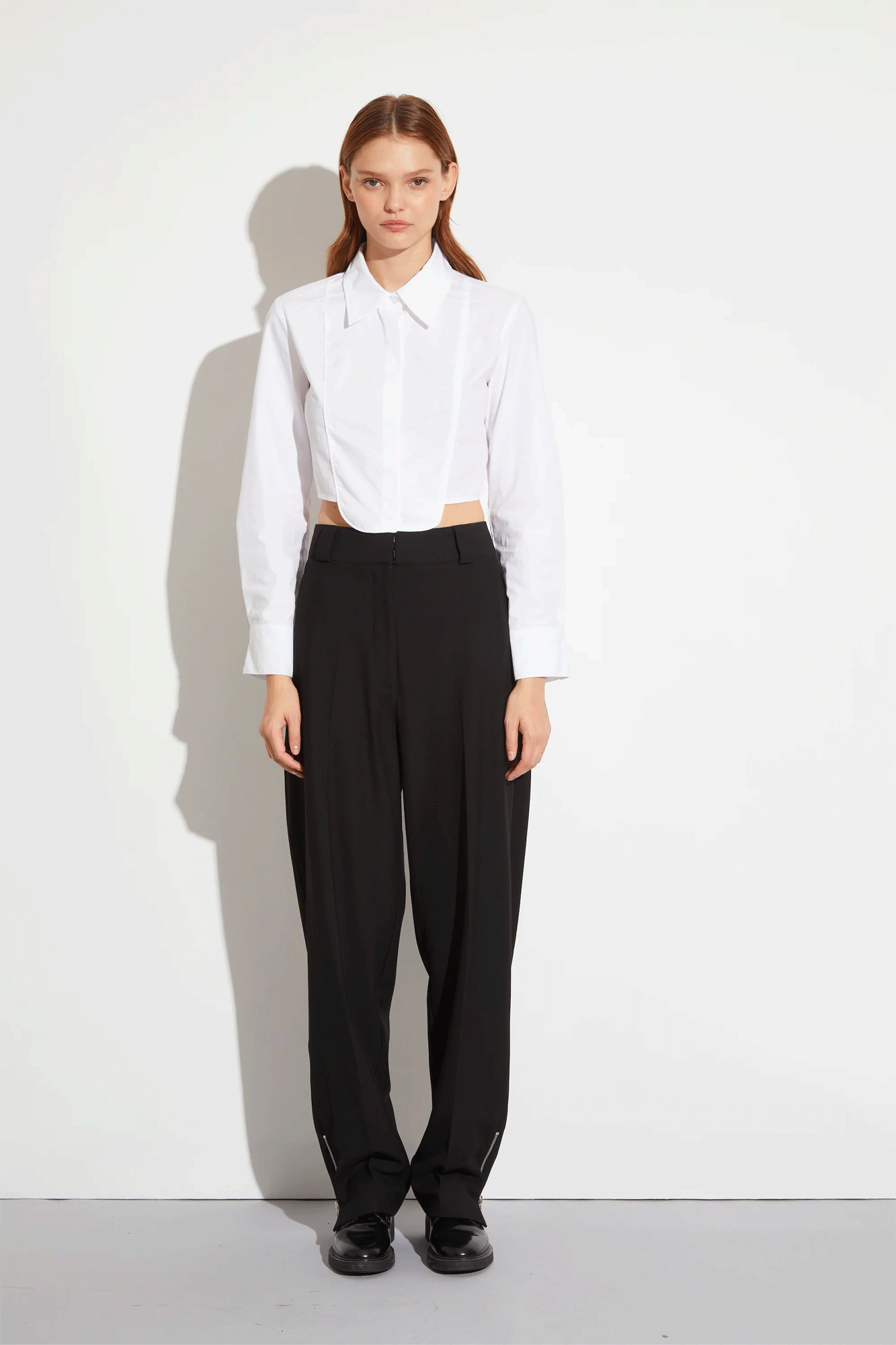 Camel flat-front lightweight wrinkle-free stretch Cigarette Pants |  Sumissura