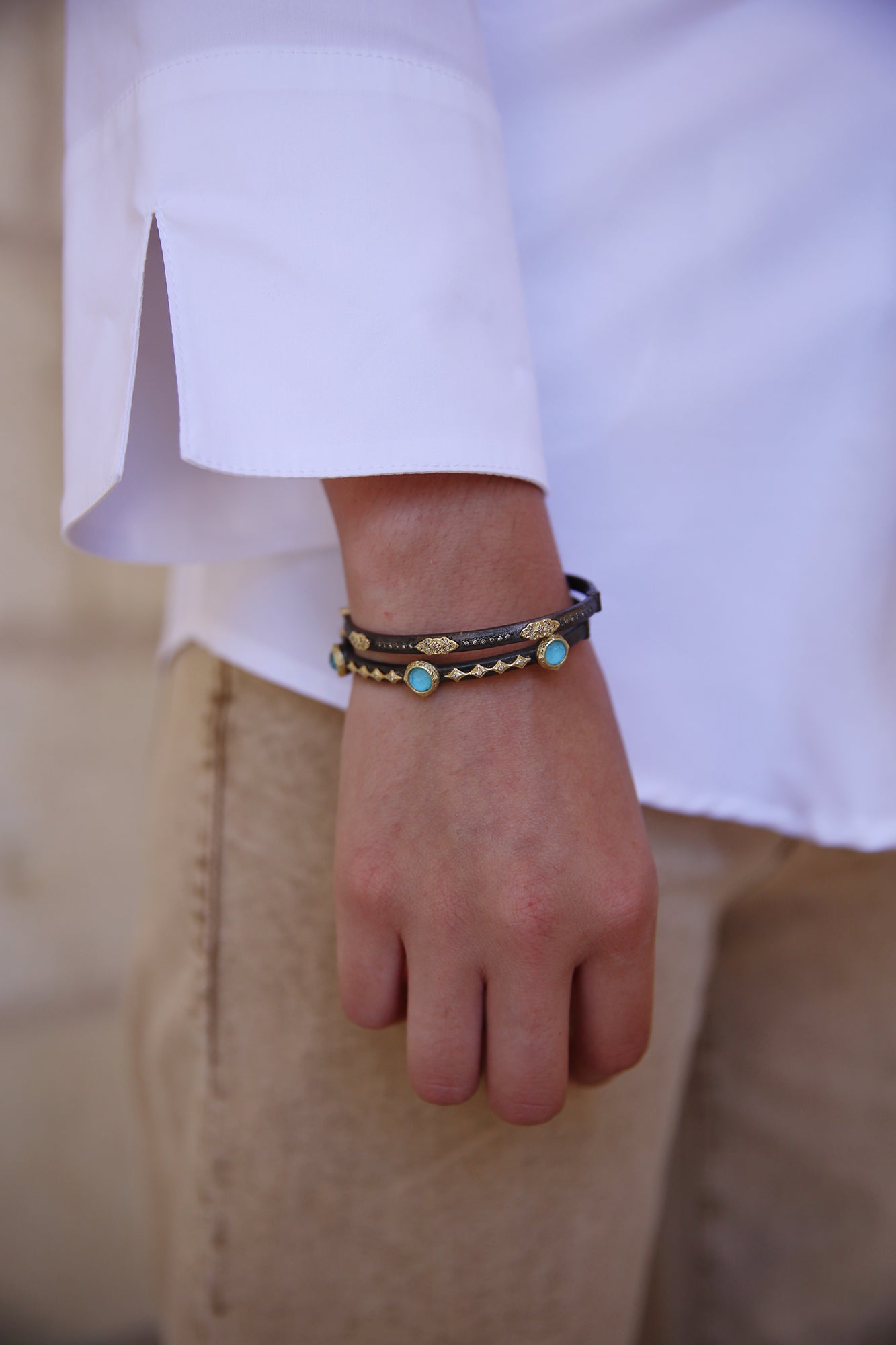 Turquoise & Crivelli Huggie Bracelet