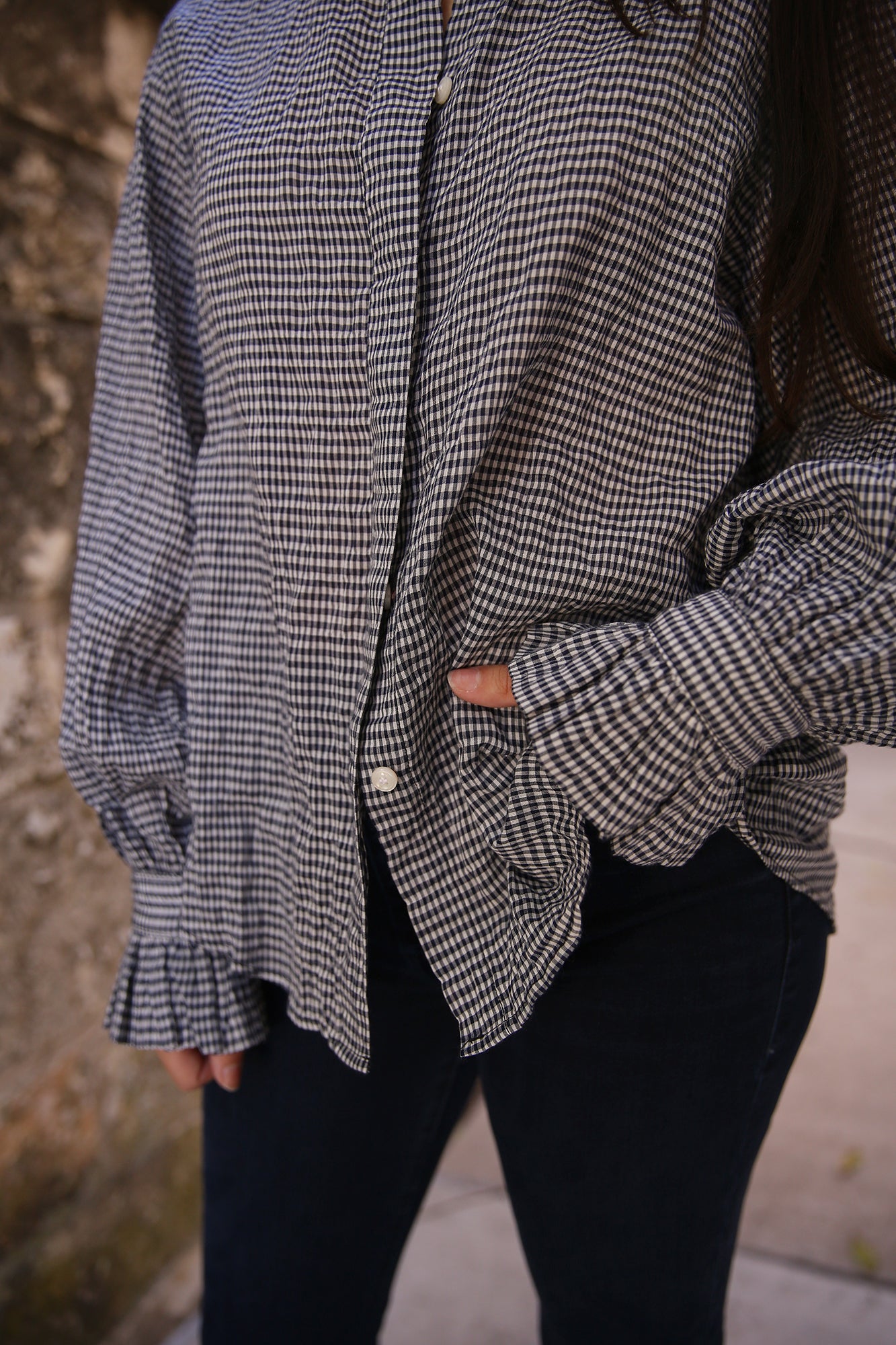 Phoebe Top Navy Mini Check