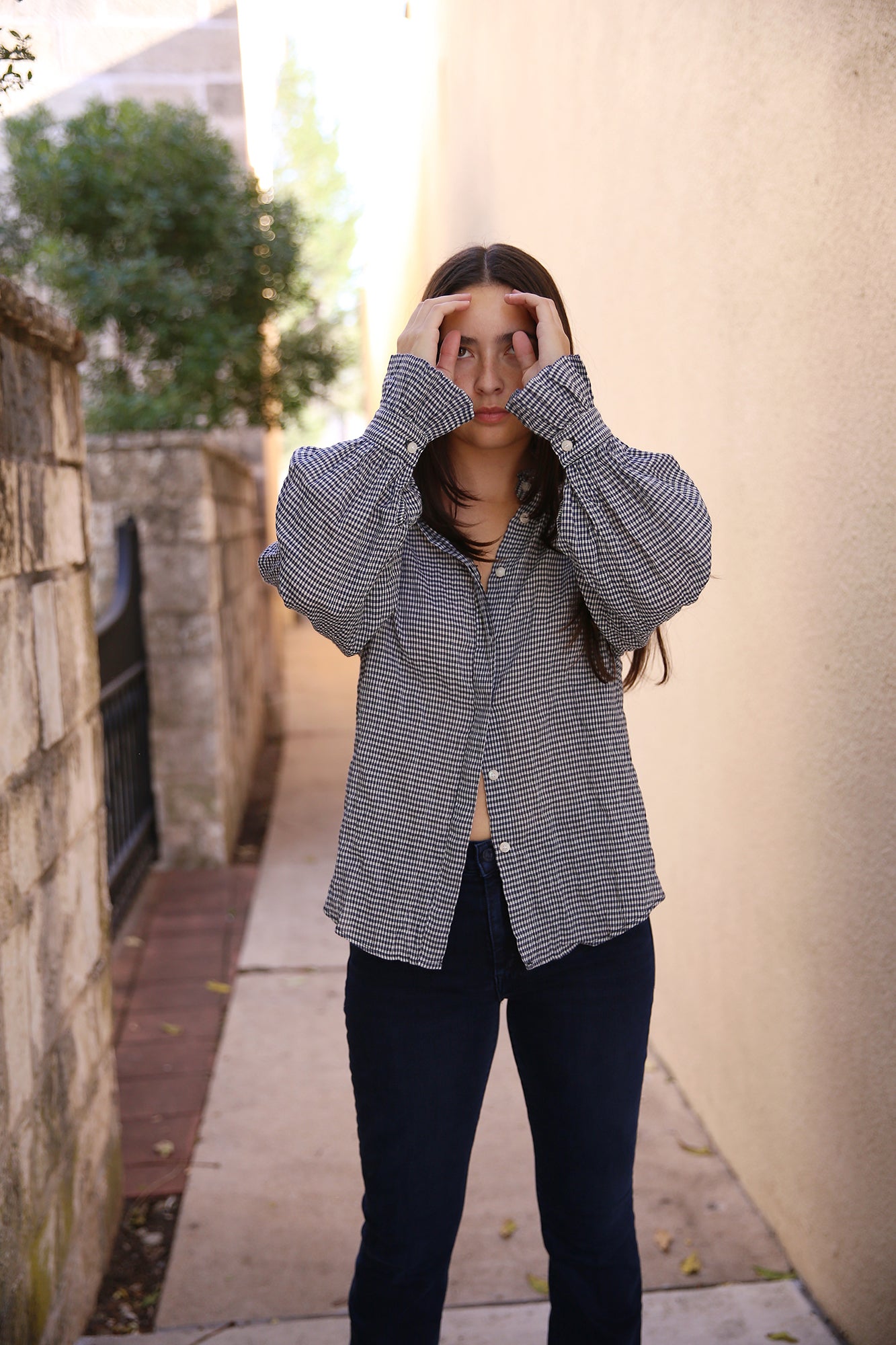 Phoebe Top Navy Mini Check