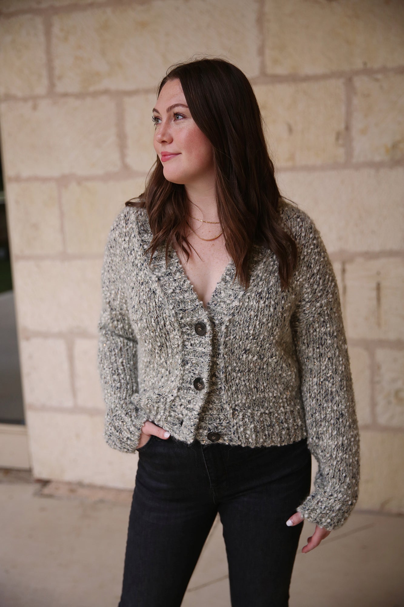 Poetry Motion Oversized Cardigan Knitted in Germany Frozen Sage