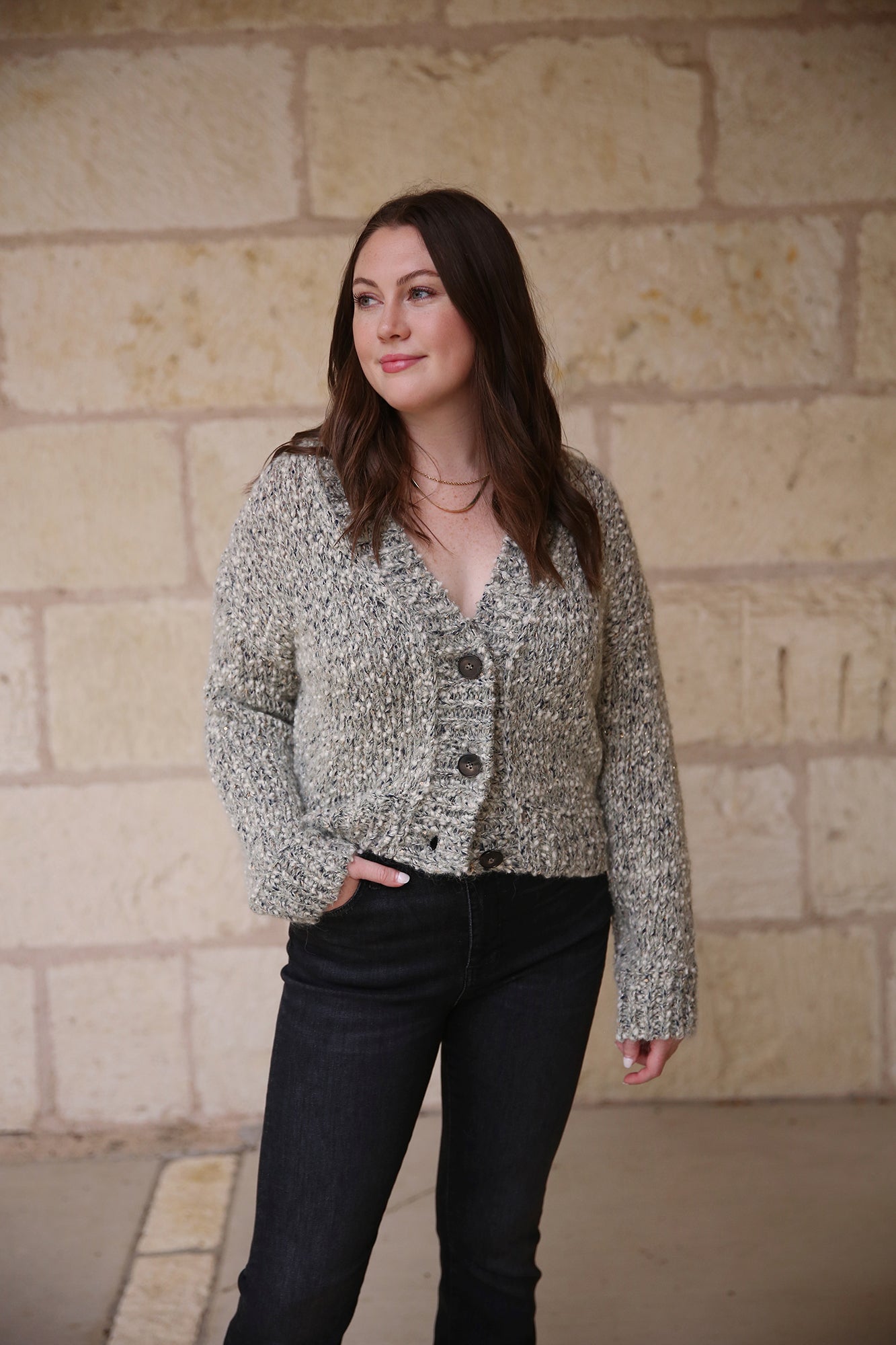 Poetry Motion Oversized Cardigan Knitted in Germany Frozen Sage