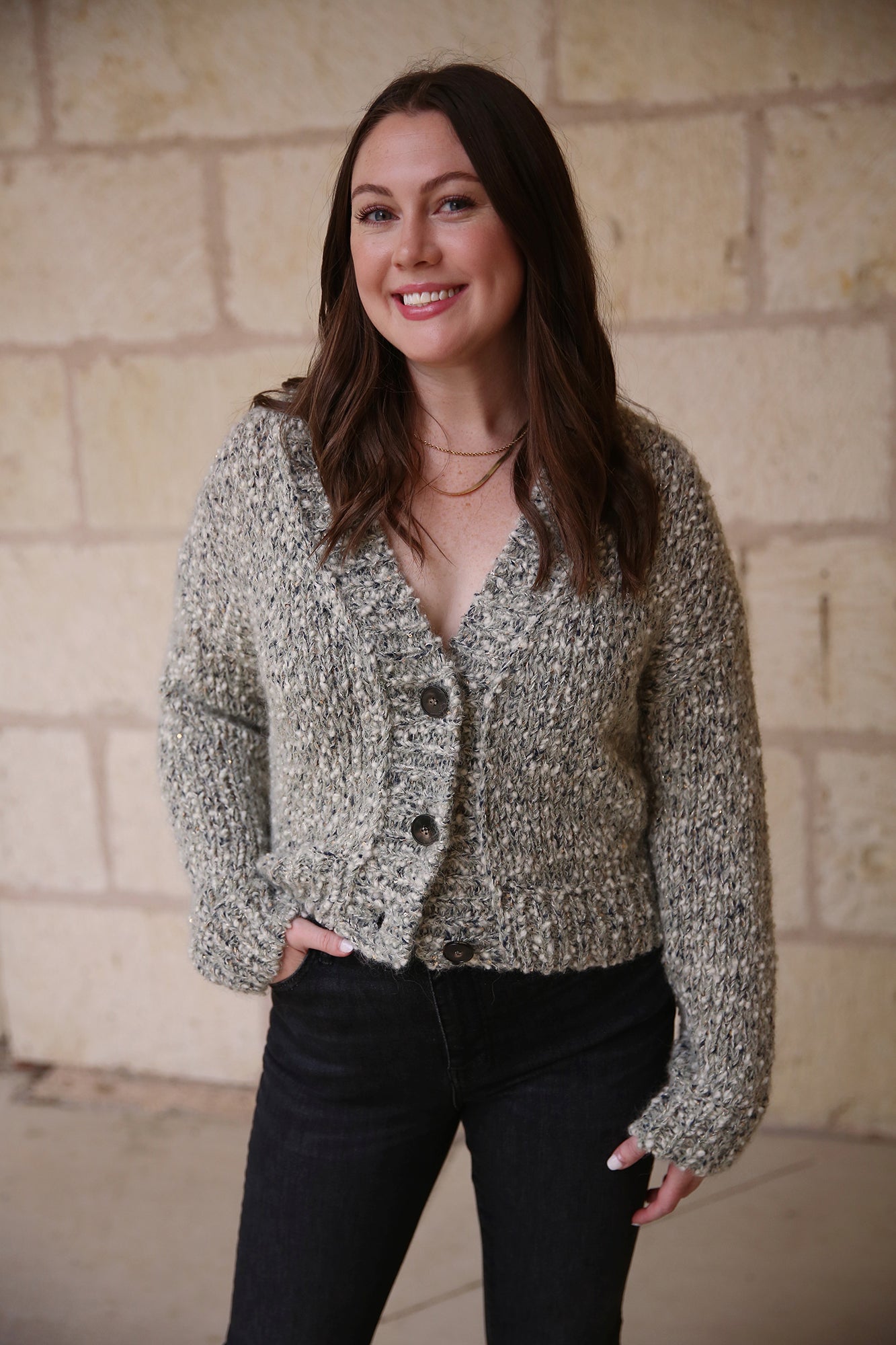 Poetry Motion Oversized Cardigan Knitted in Germany Frozen Sage