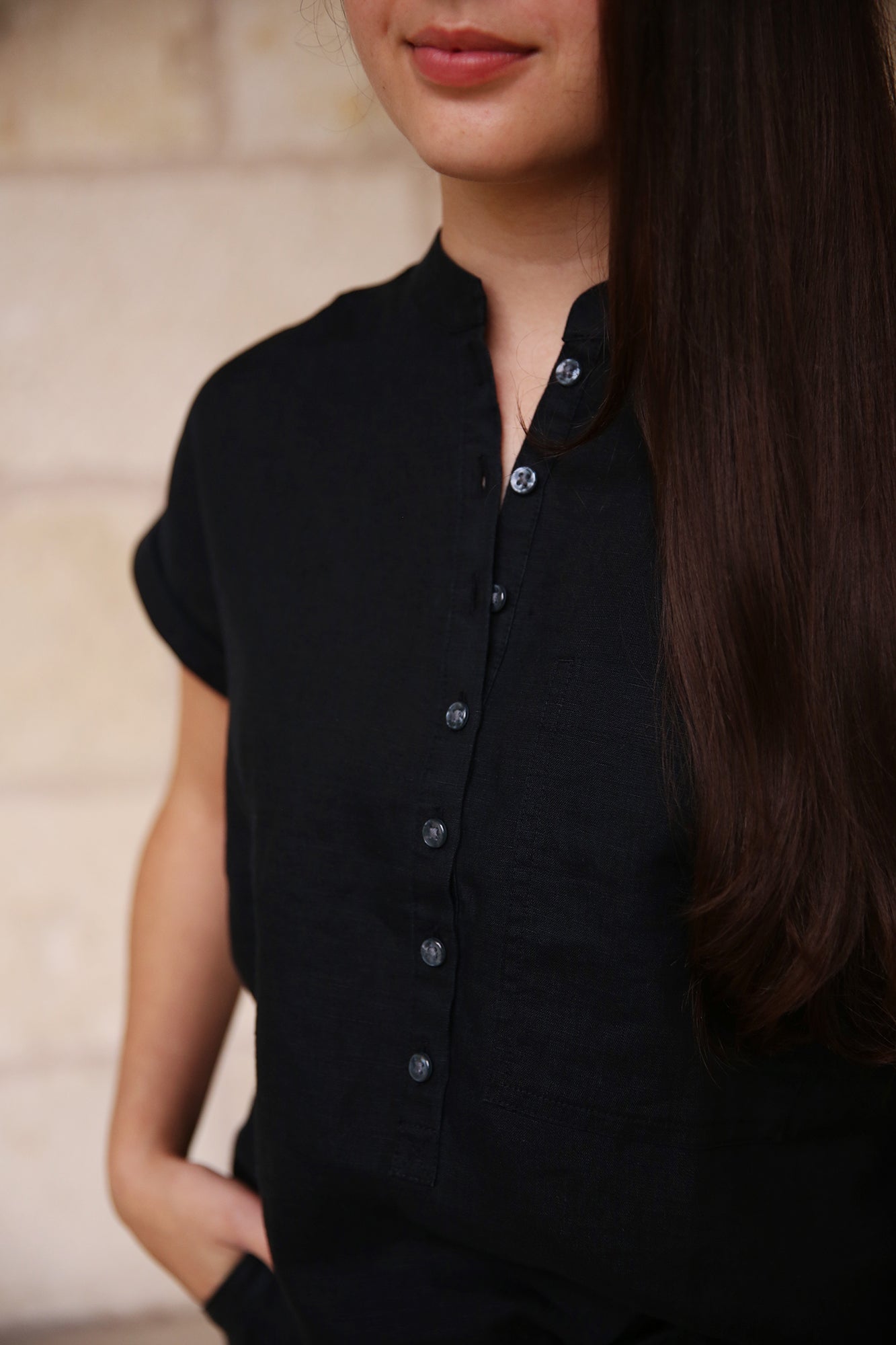 London Linen Short Sleeve Black