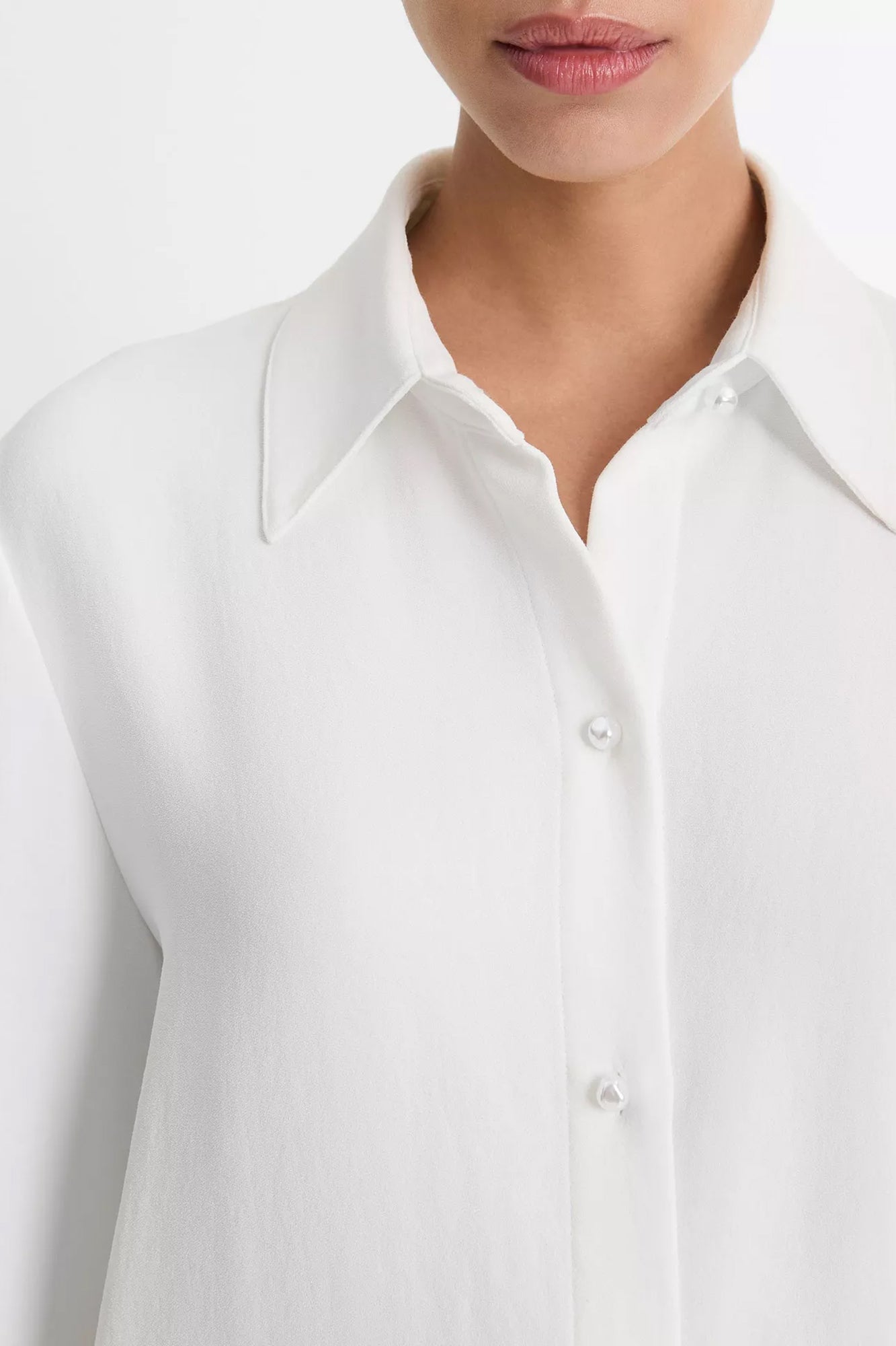 Pearl-Button Down Long Sleeve Shirt Off White