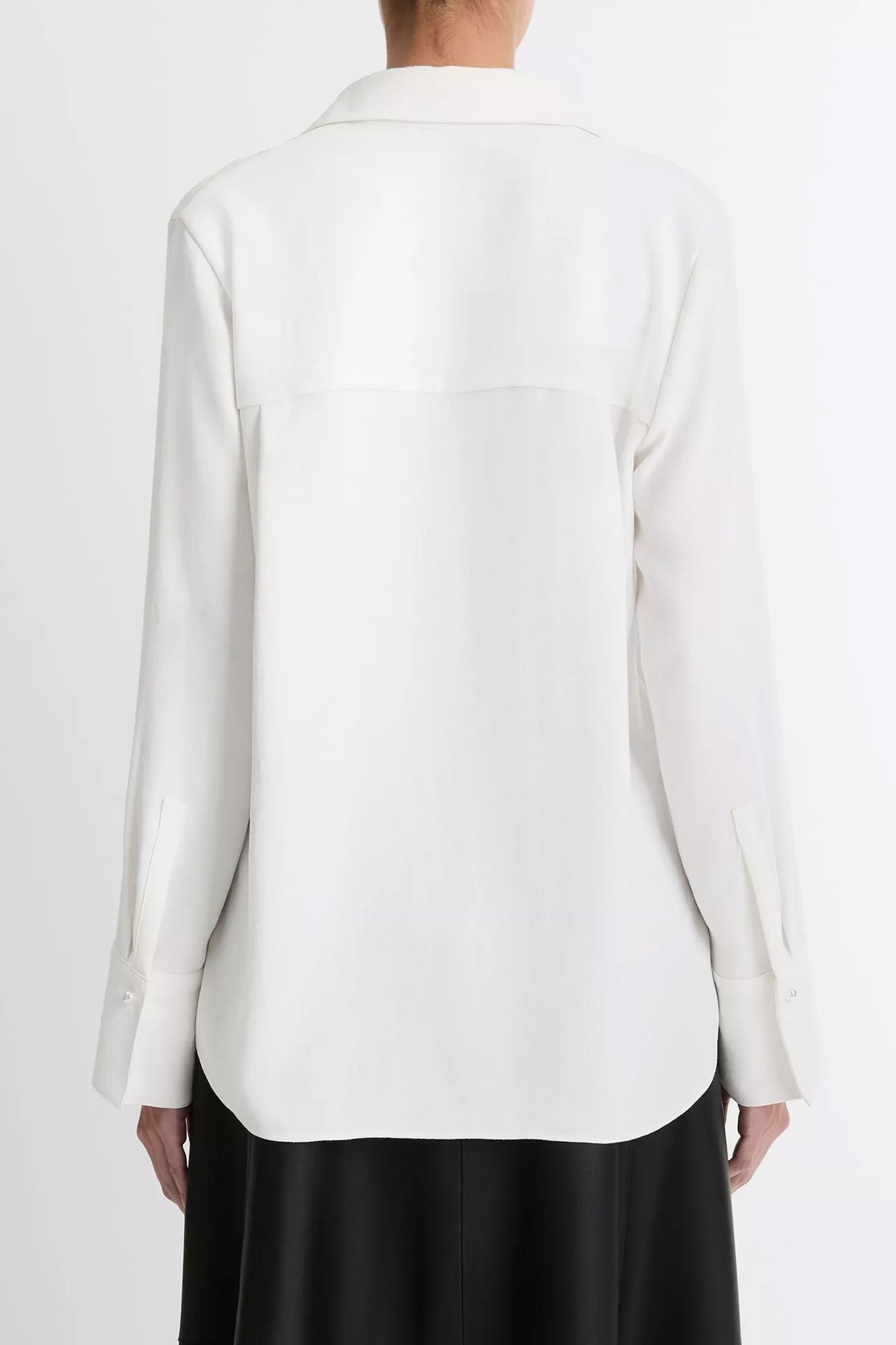 Pearl-Button Down Long Sleeve Shirt Off White