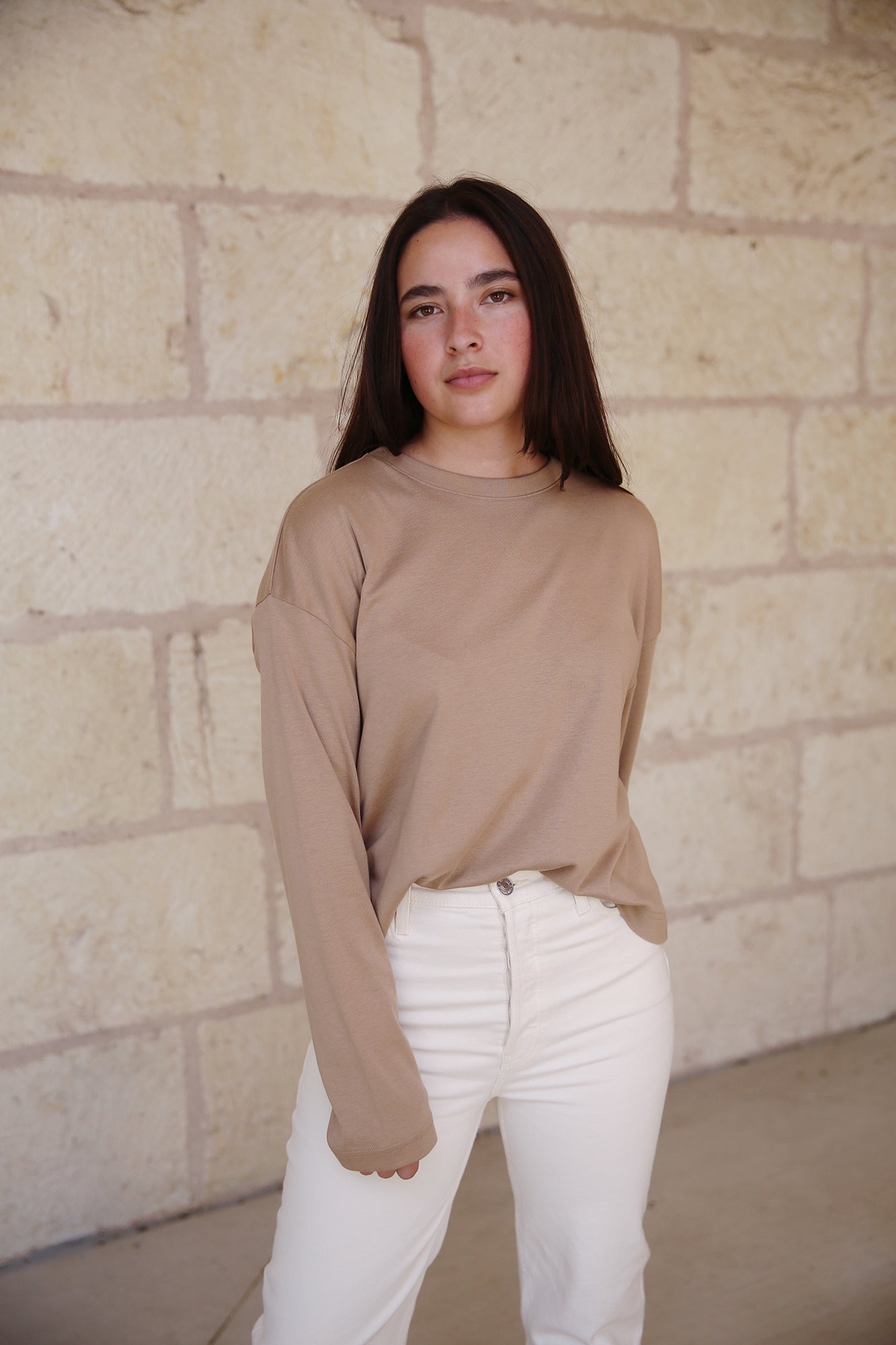 Pima Cotton Longsleeve Cropped T-Shirt Rye