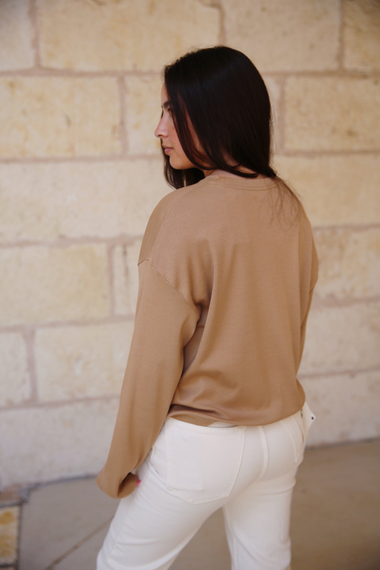 Pima Cotton Longsleeve Cropped T-Shirt Rye