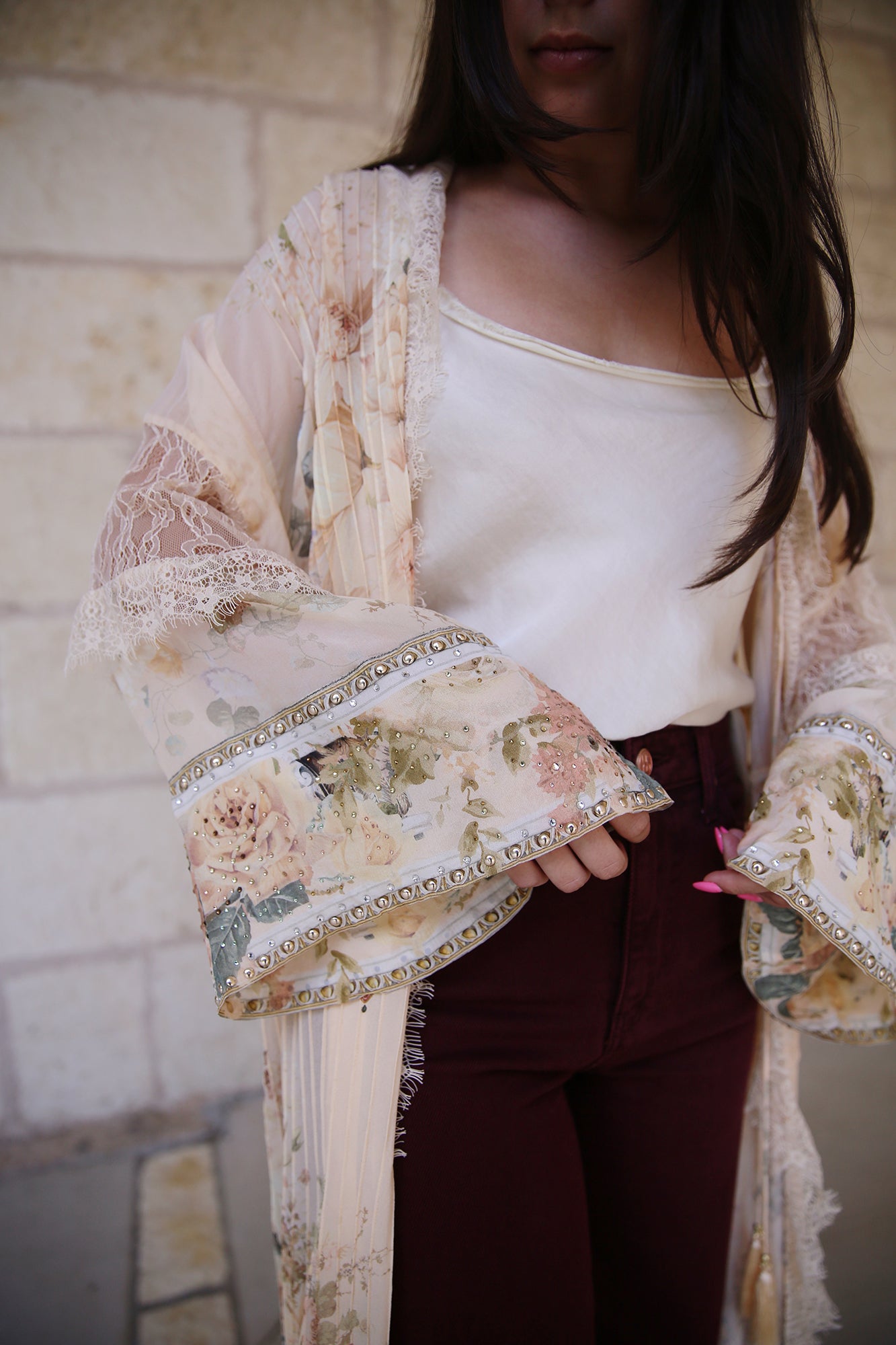 Pintuck Layer With Lace Detail Dress Adorned In Antiquity