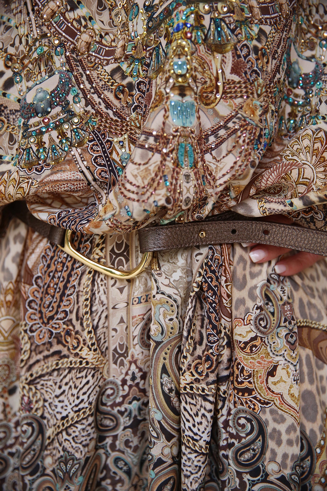 Rectangular V Neck Kaftan With Fringing The Throne Room