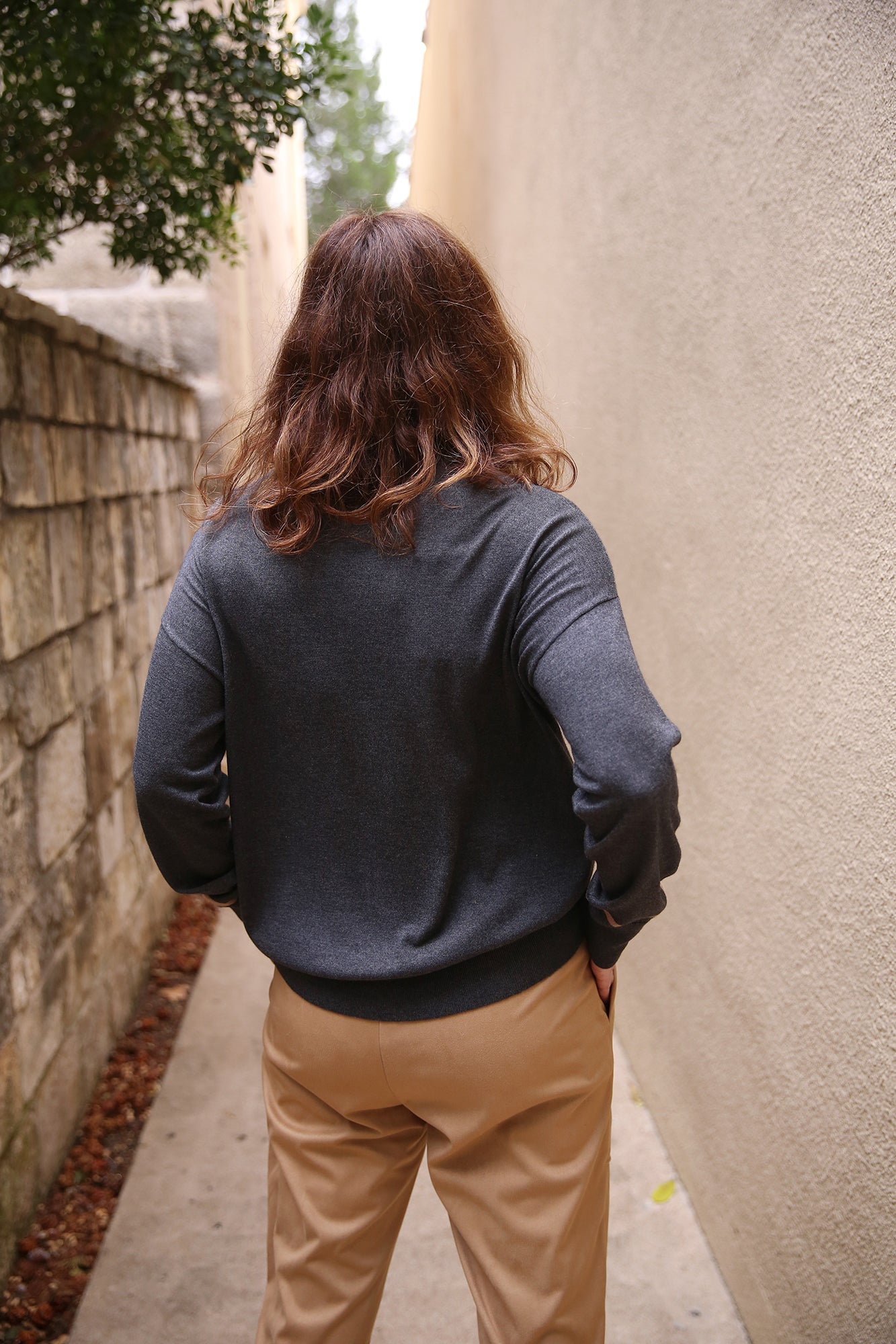 Round Neck Sweater Antracite/Nocciola + Cat