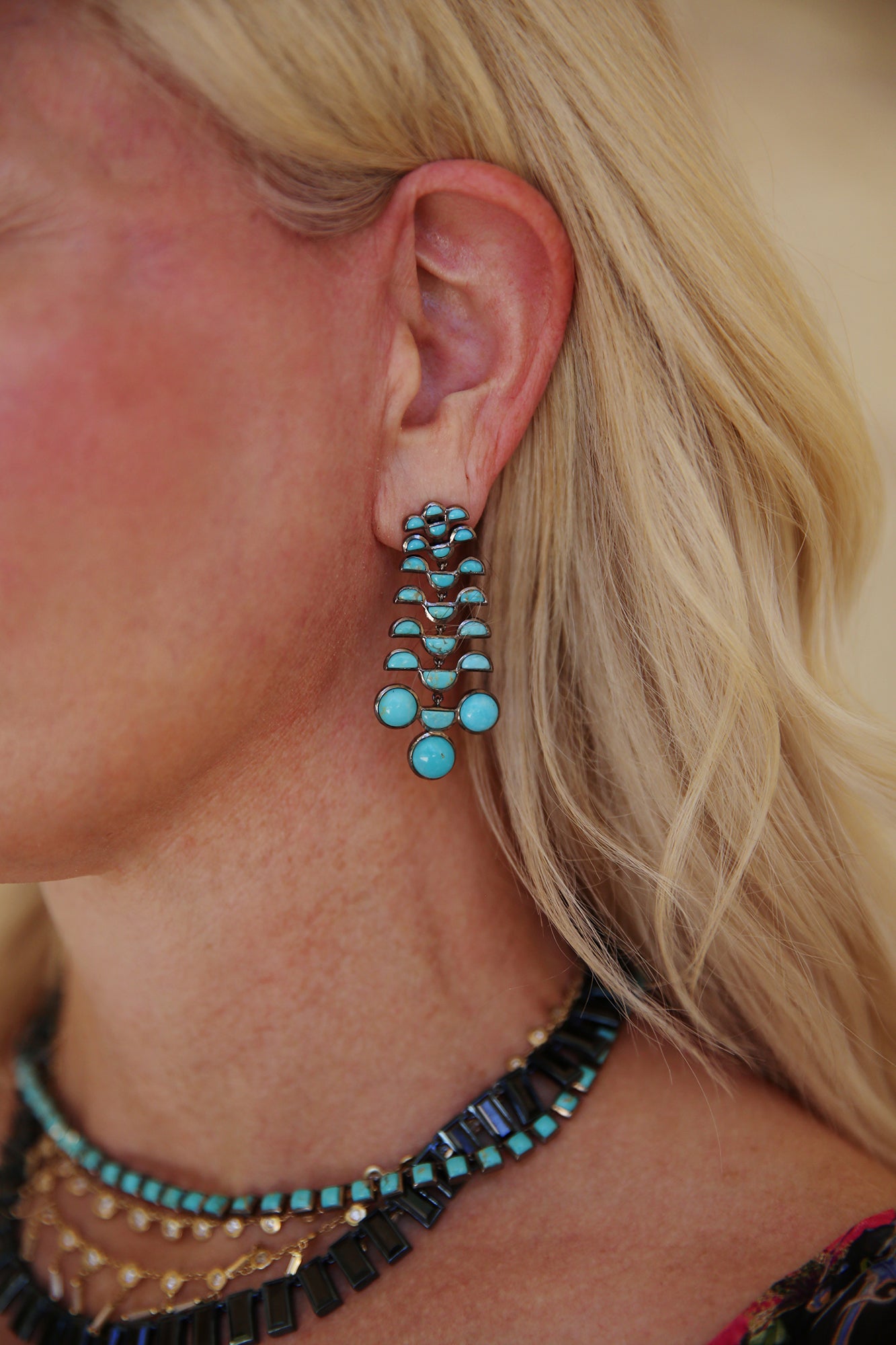 Reptile Girandole Earrings Turquoise