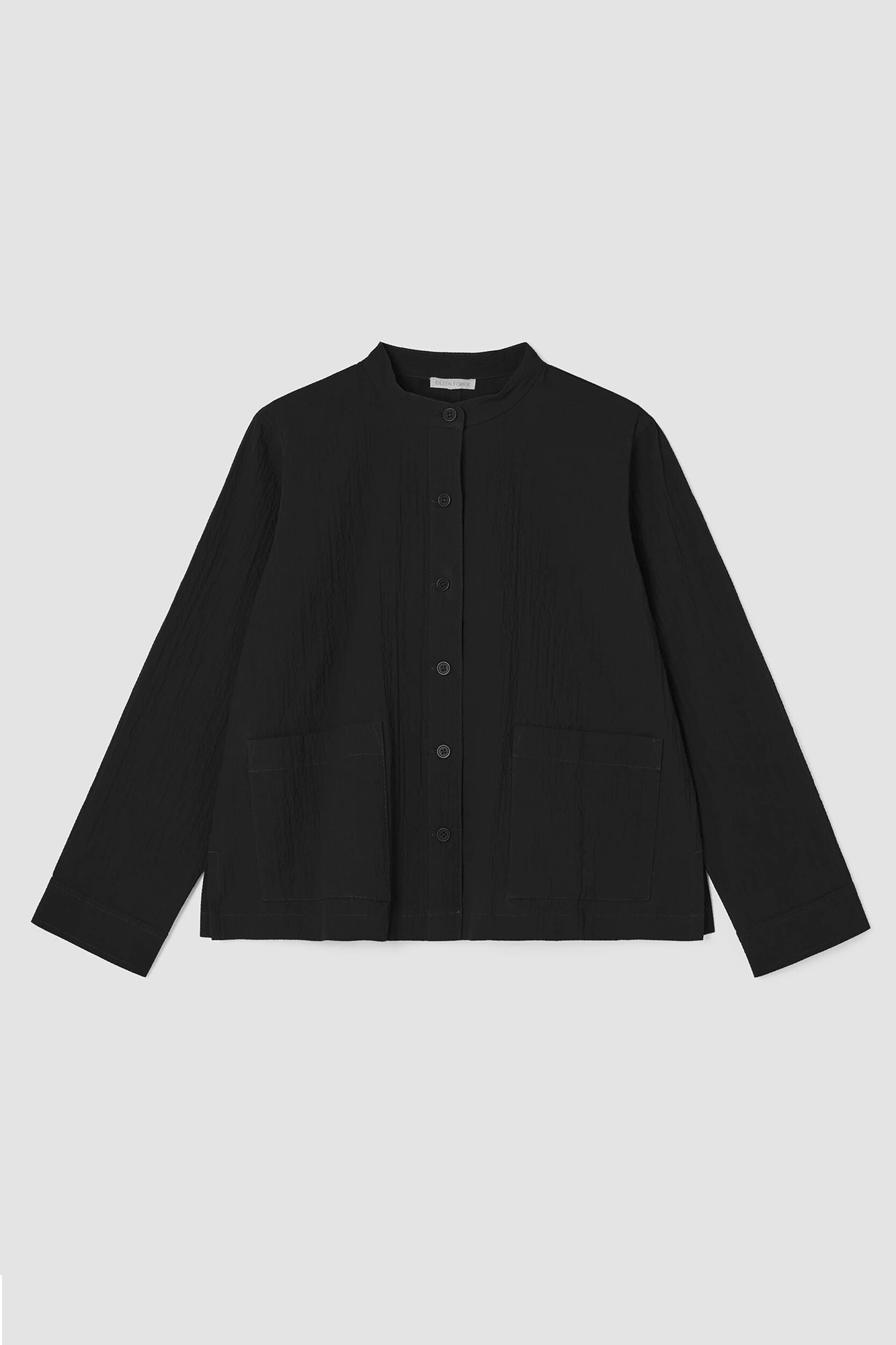 This Man Collar Shirt Jacket from Eileen Fisher is crafted from premium cotton blend fabric, making it comfortable and breathable
