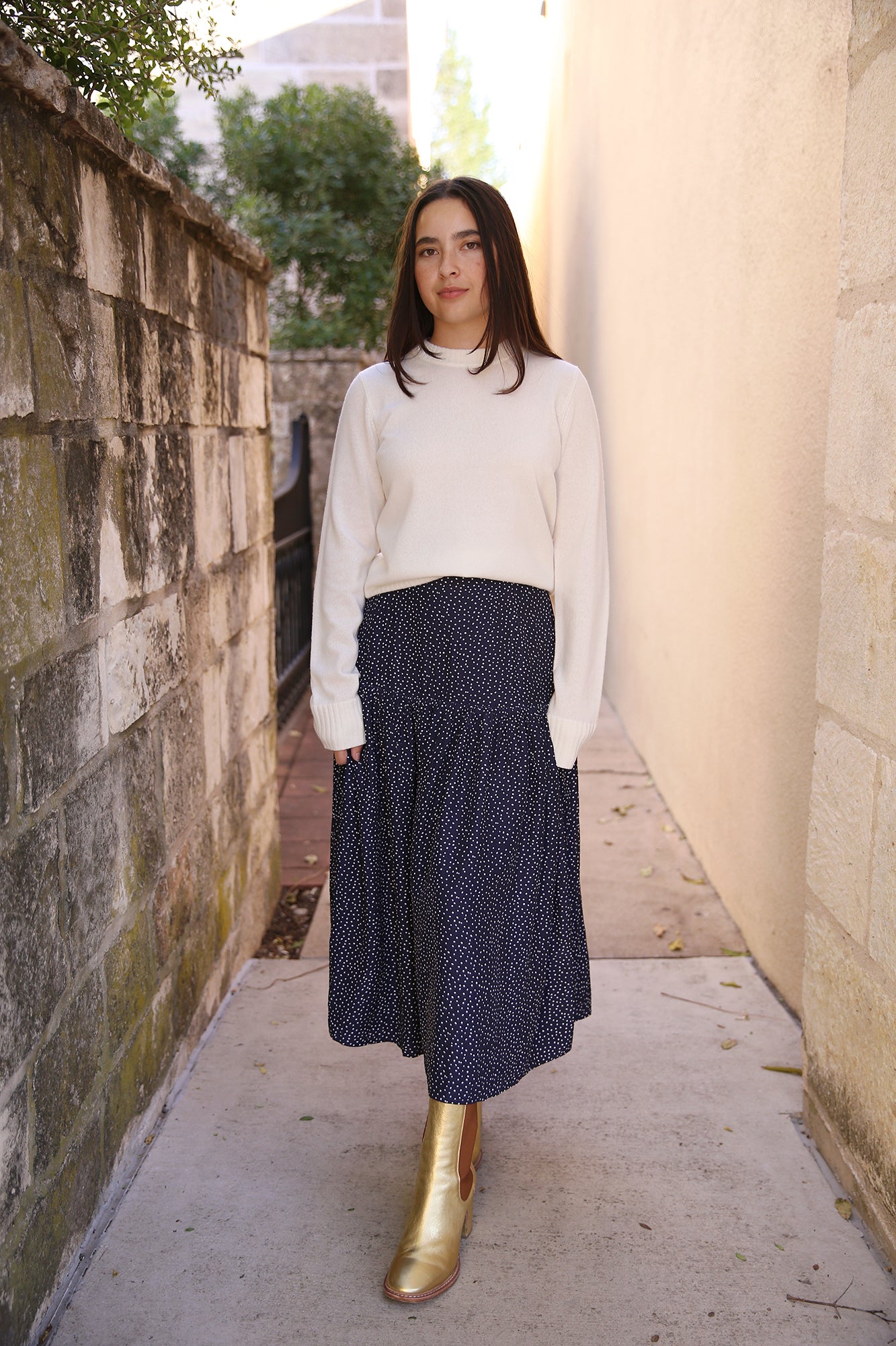 Shelby Skirt Navy Dot