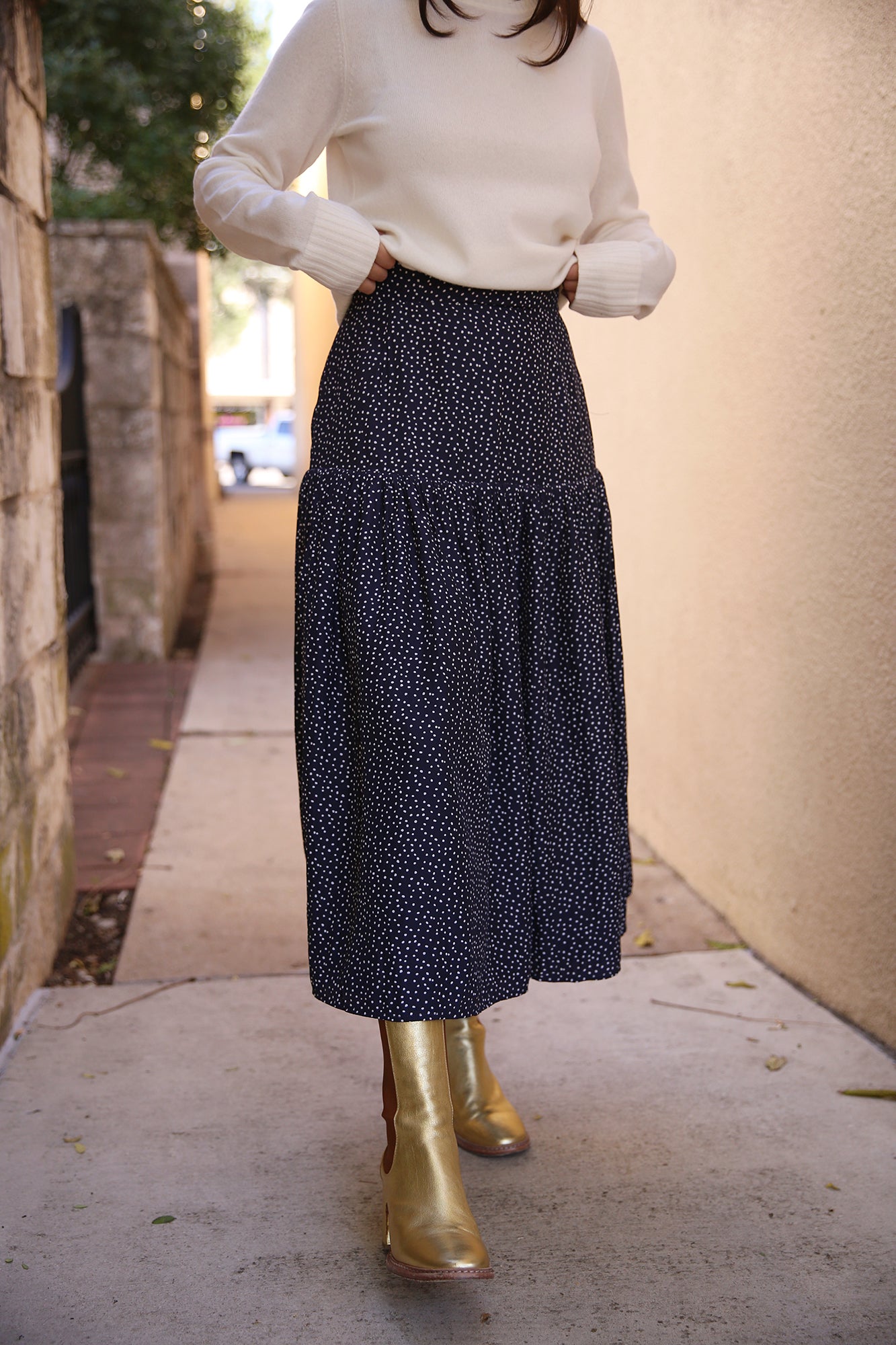 Shelby Skirt Navy Dot