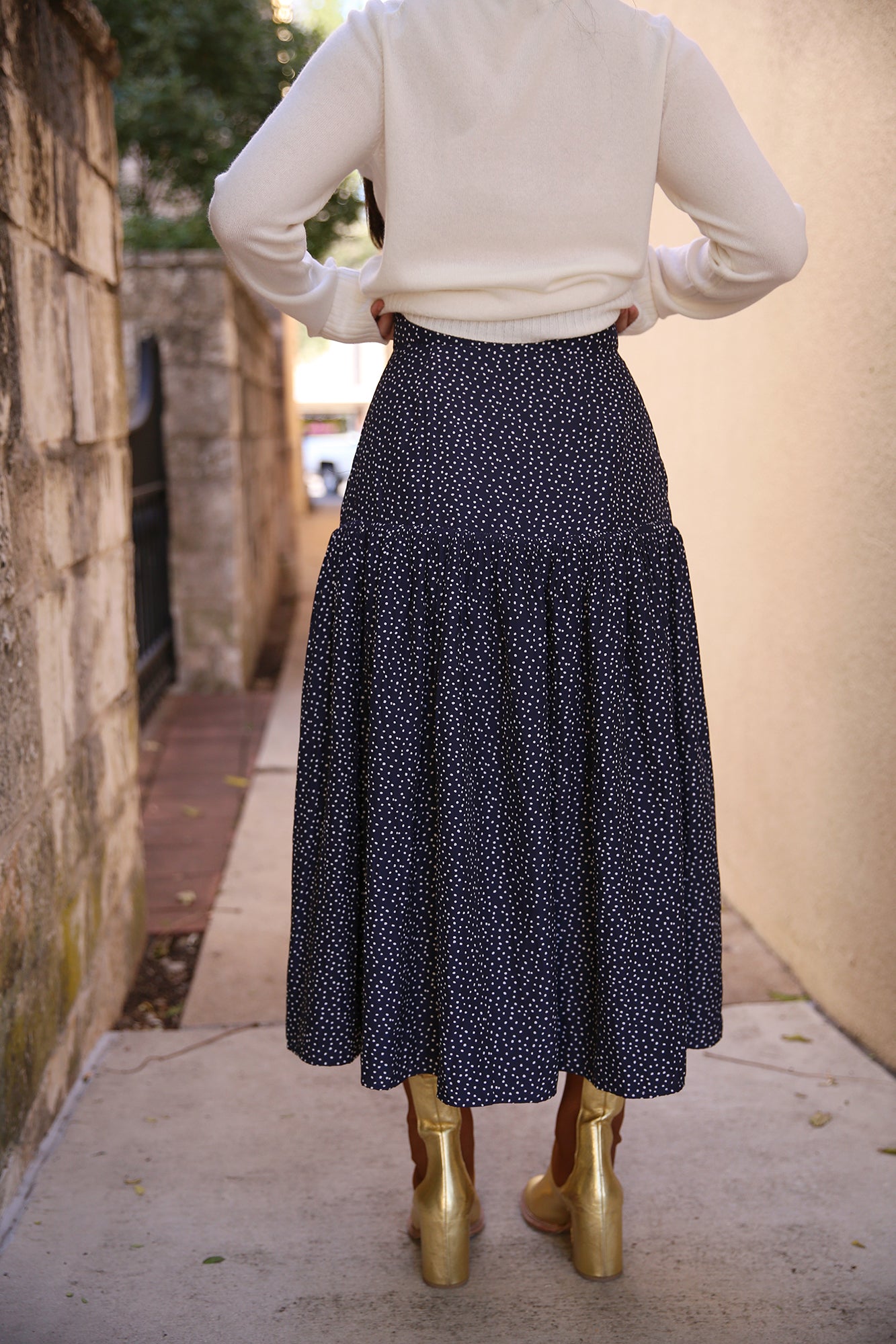 Shelby Skirt Navy Dot