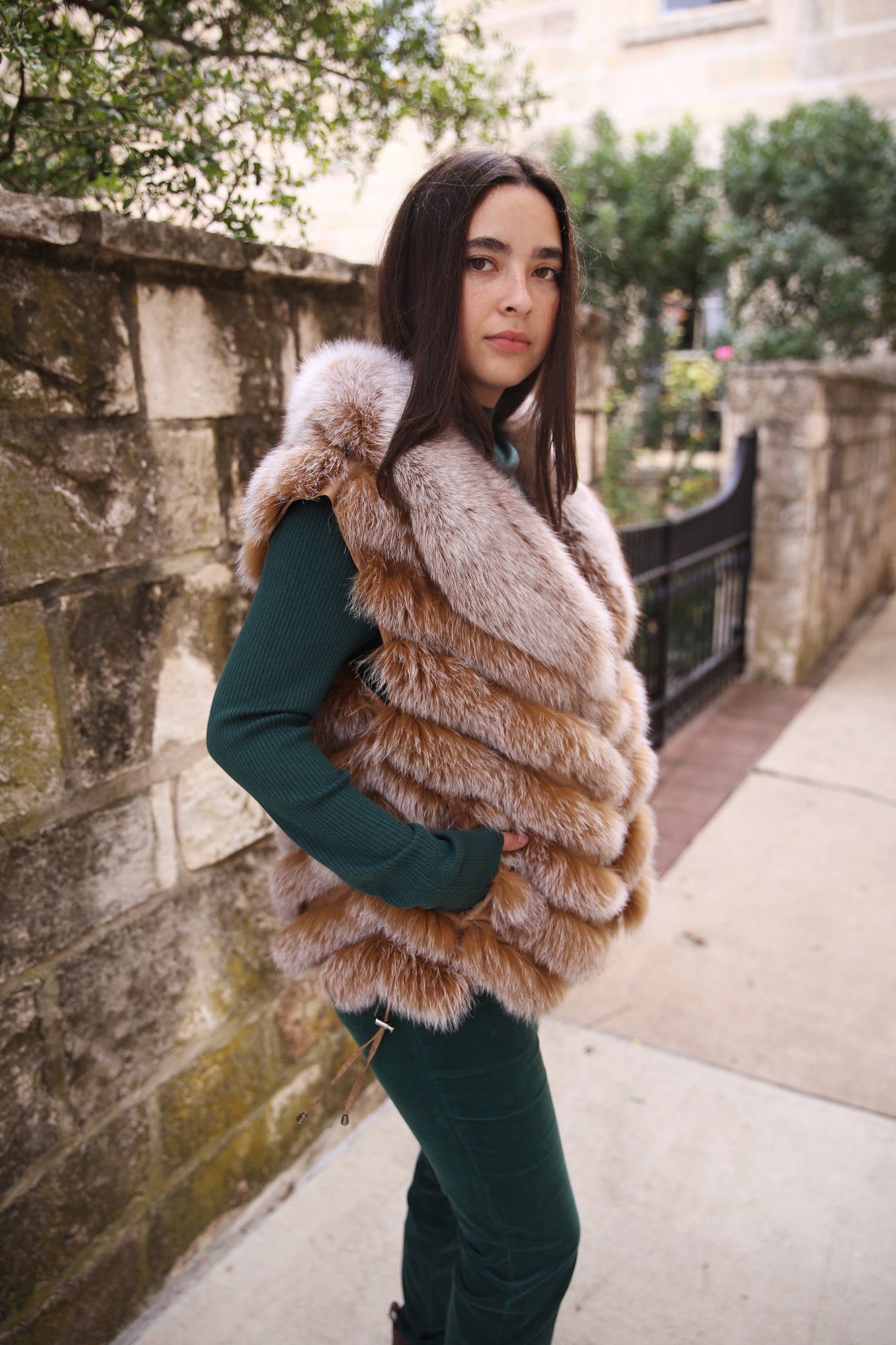 Silk Reversible Fox Fur Short Vest