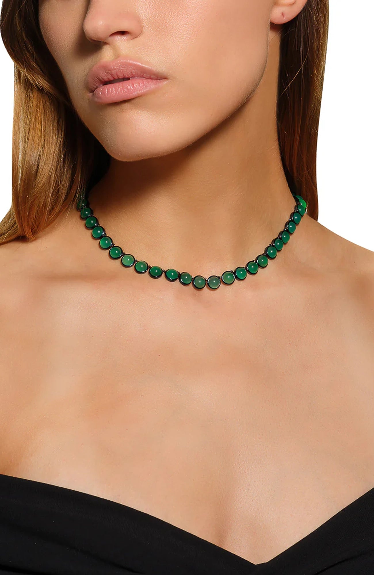 Small Dot Rivière Necklace Green Onyx