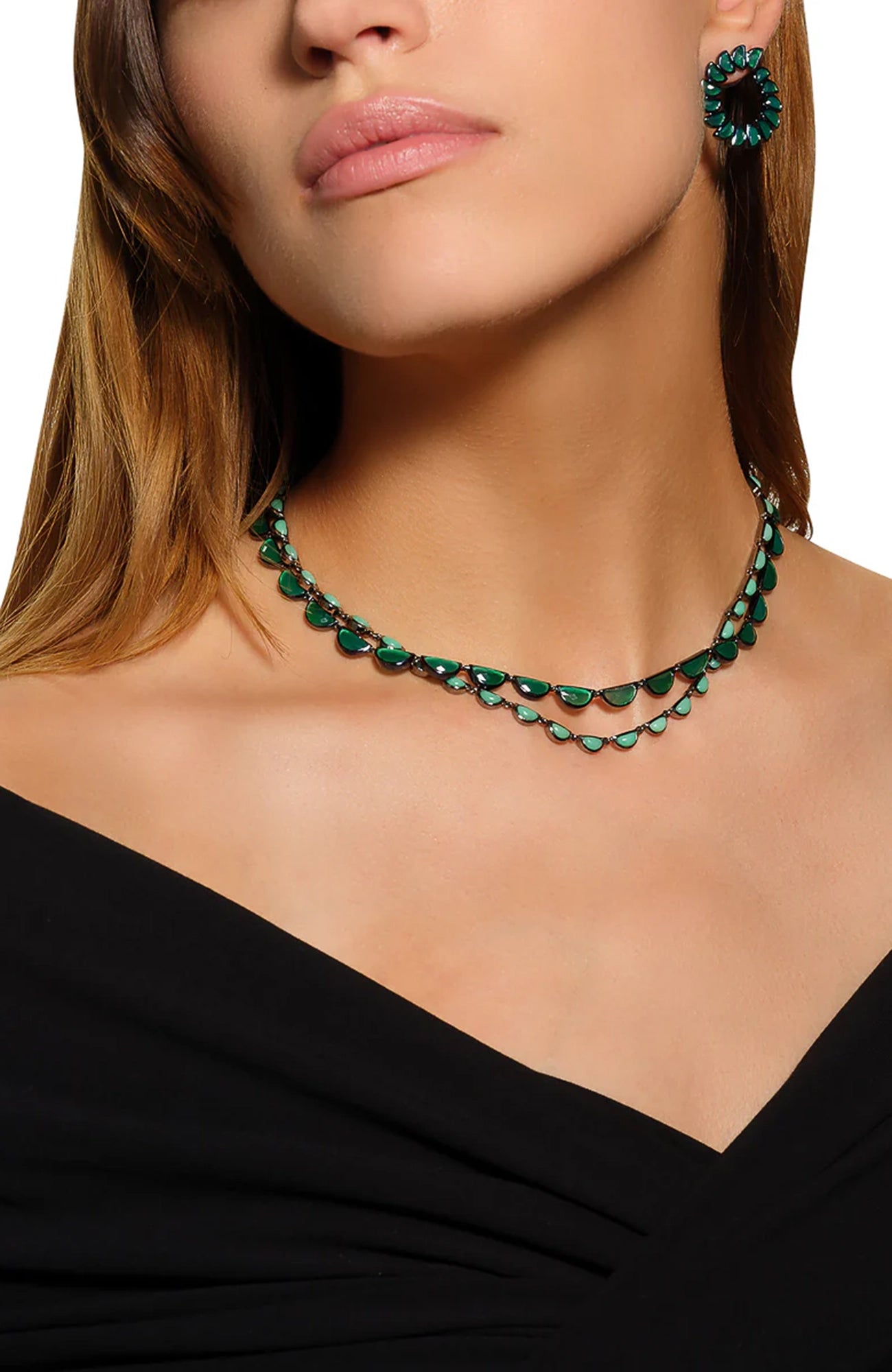 Small Scallop Rivière Necklace Chrysoprase