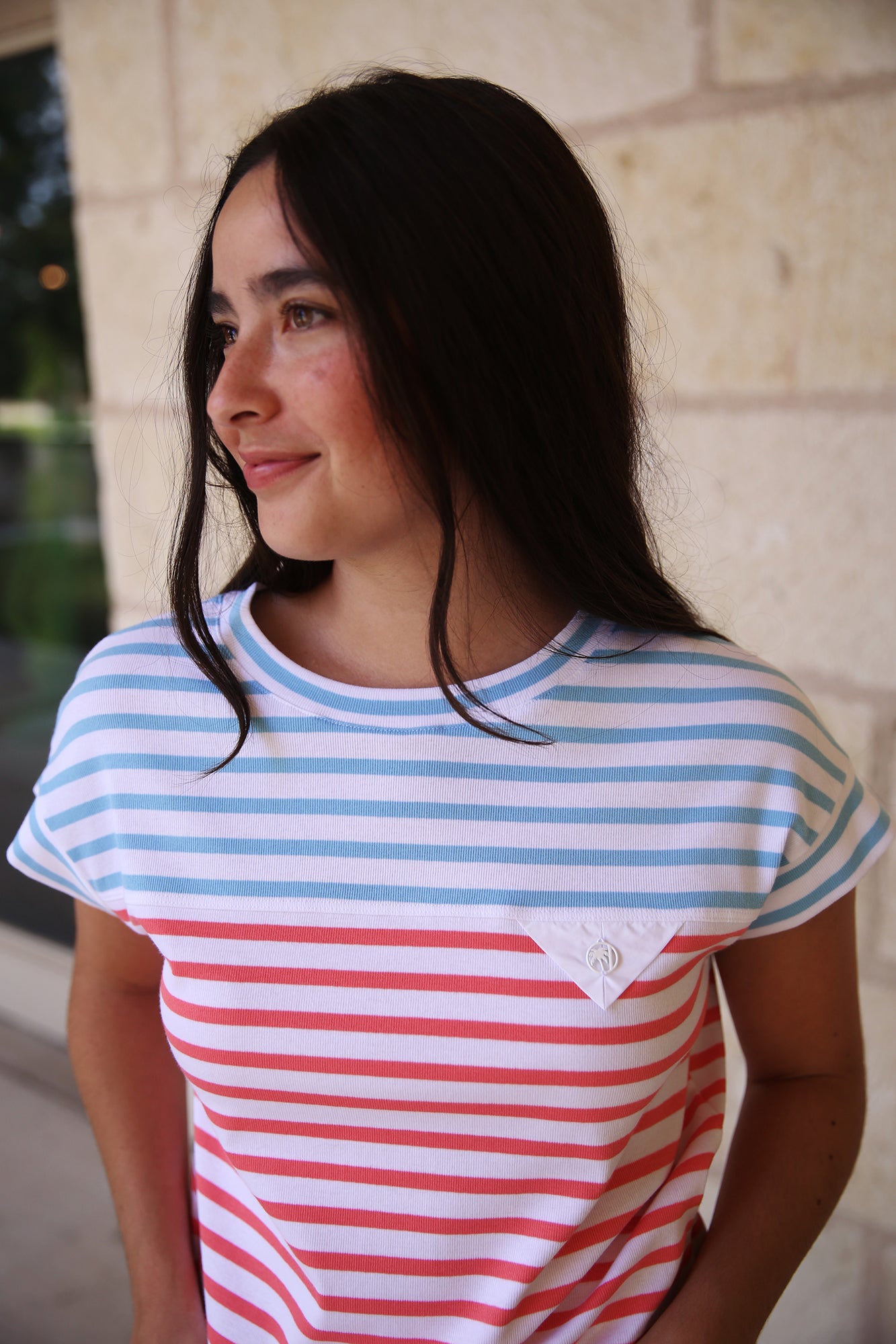 Summer Pics Striped T-Shirt Light Turquoise