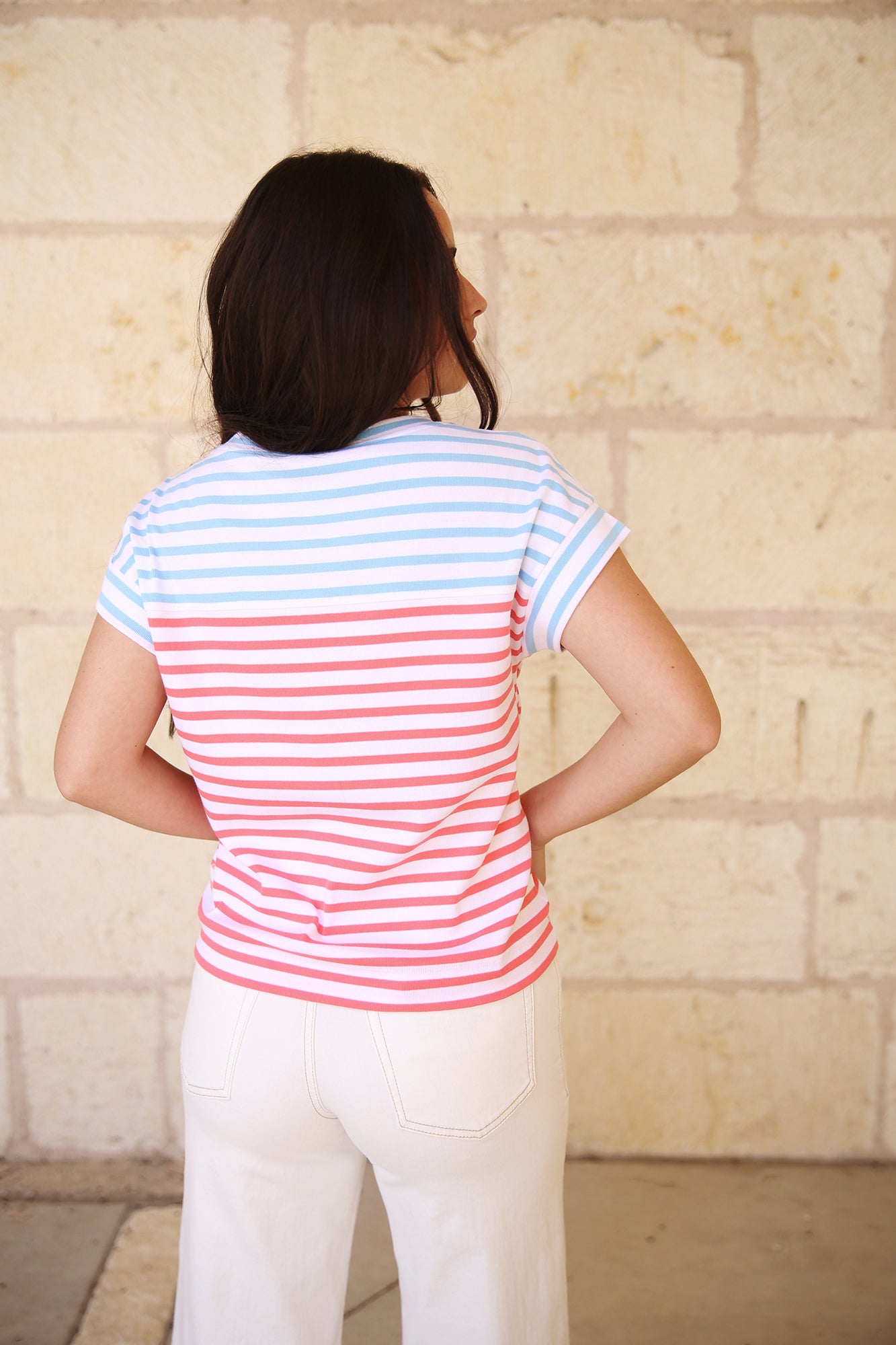 Summer Pics Striped T-Shirt Light Turquoise