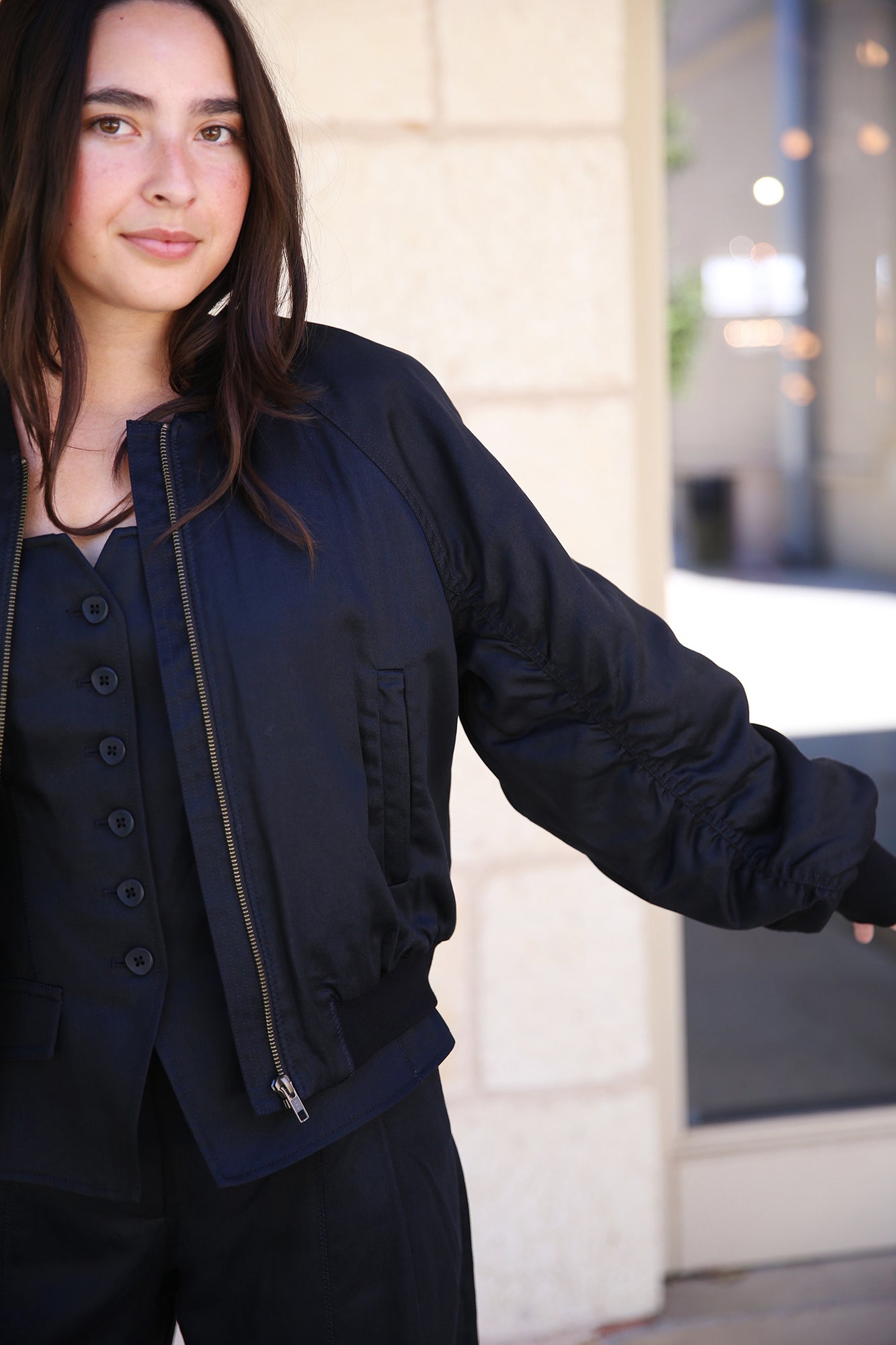 Talina Ruched Sleeves Jacket Noir