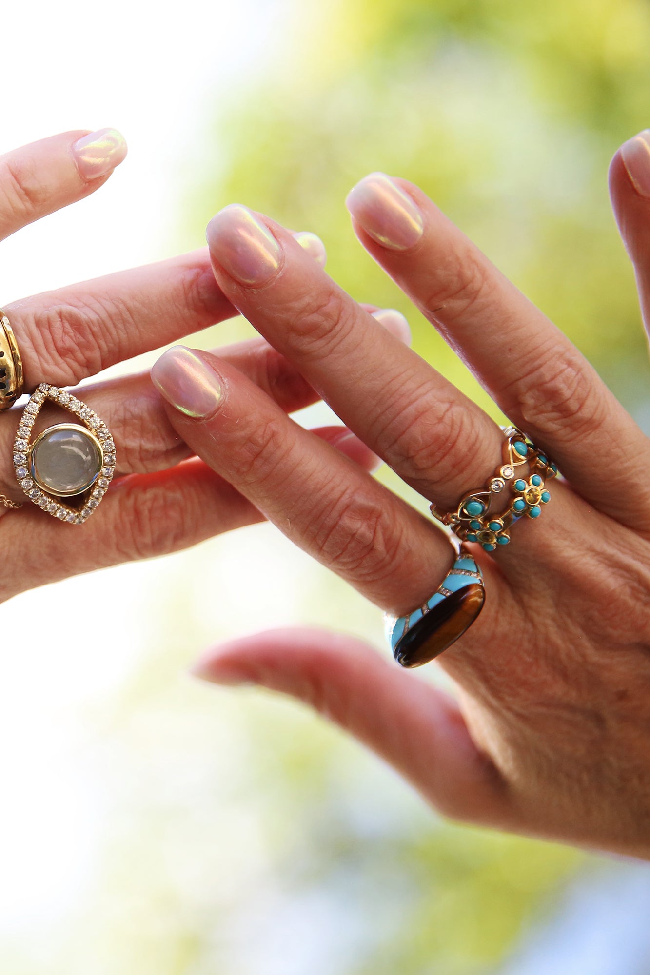 In Pieces Stack Tiger Eye/Turquoise Ring