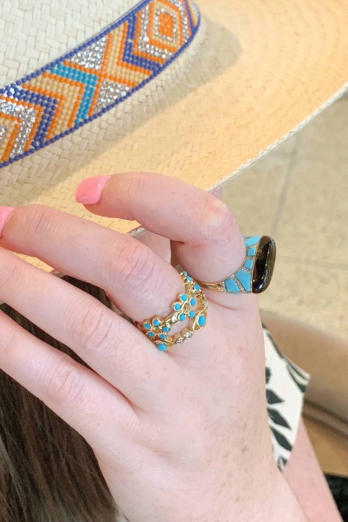 In Pieces Stack Tiger Eye/Turquoise Ring