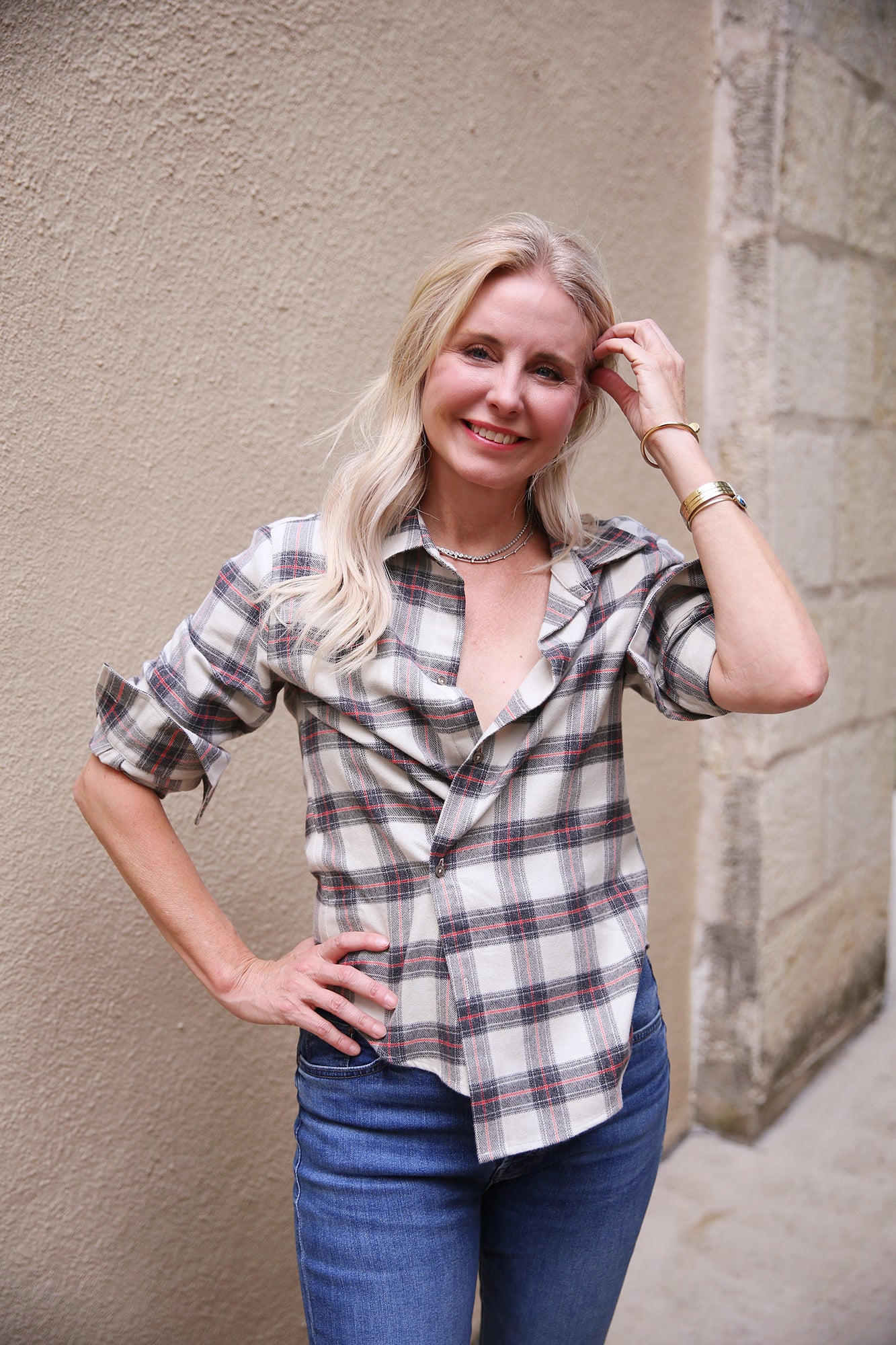 The Fitted Shirt Japanese Flannel White Plaid