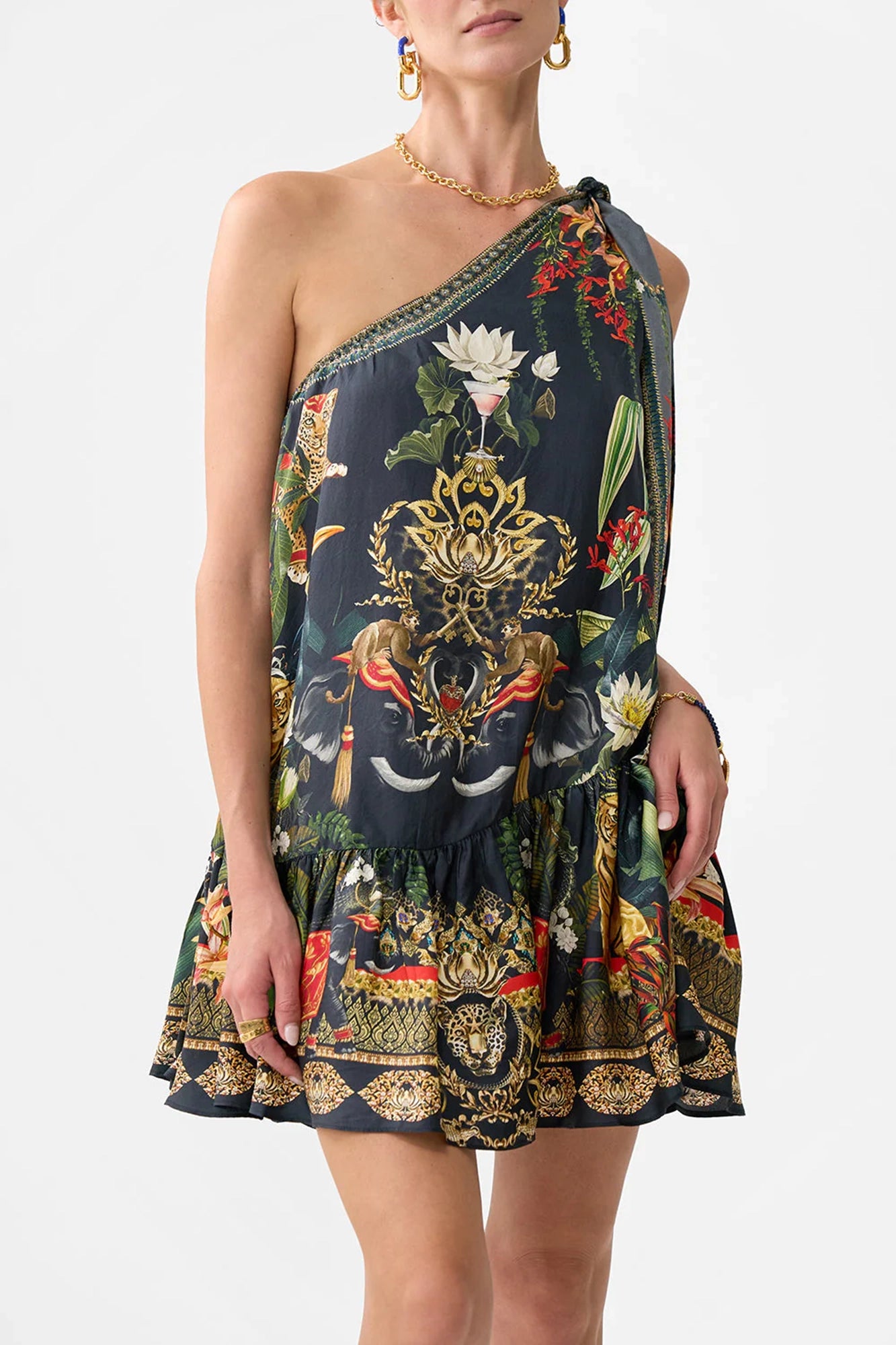 Tie One Shoulder Short Dress Ready For My Welcome Drink