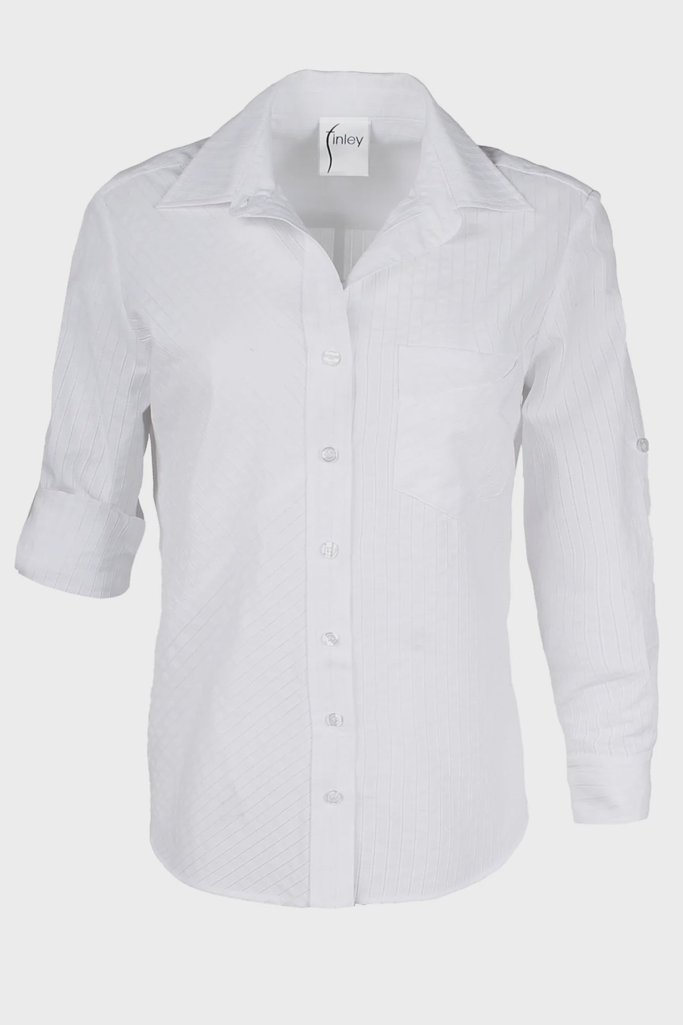 Tiegan Shirt Micro Eyelet Stripe White Multi