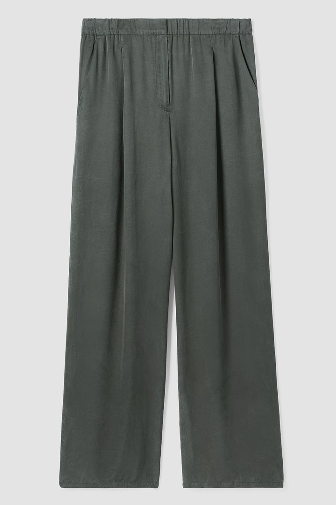 High Waisted Wide Pleated Full Length Pant-GRVE
