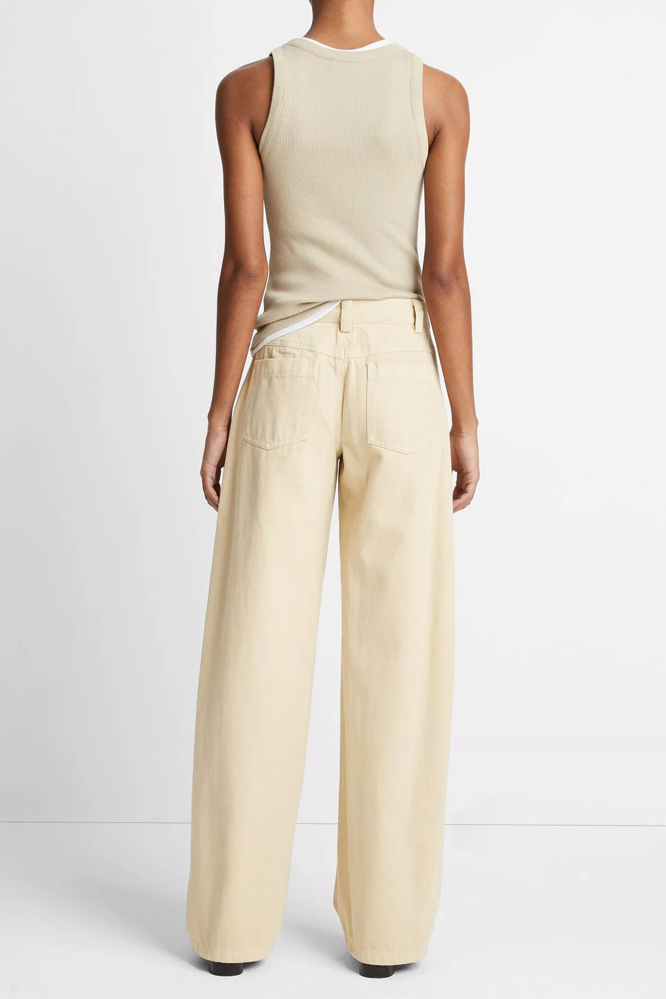 Washed Twill Wide Leg Pant
