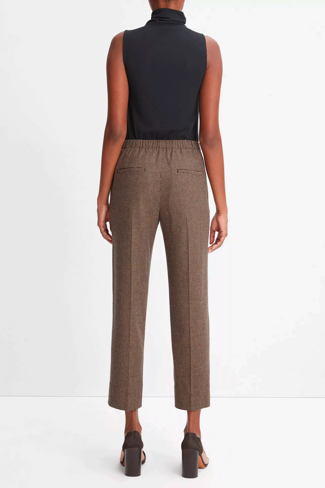 Houndstooth Mid Rise Pull On Pant