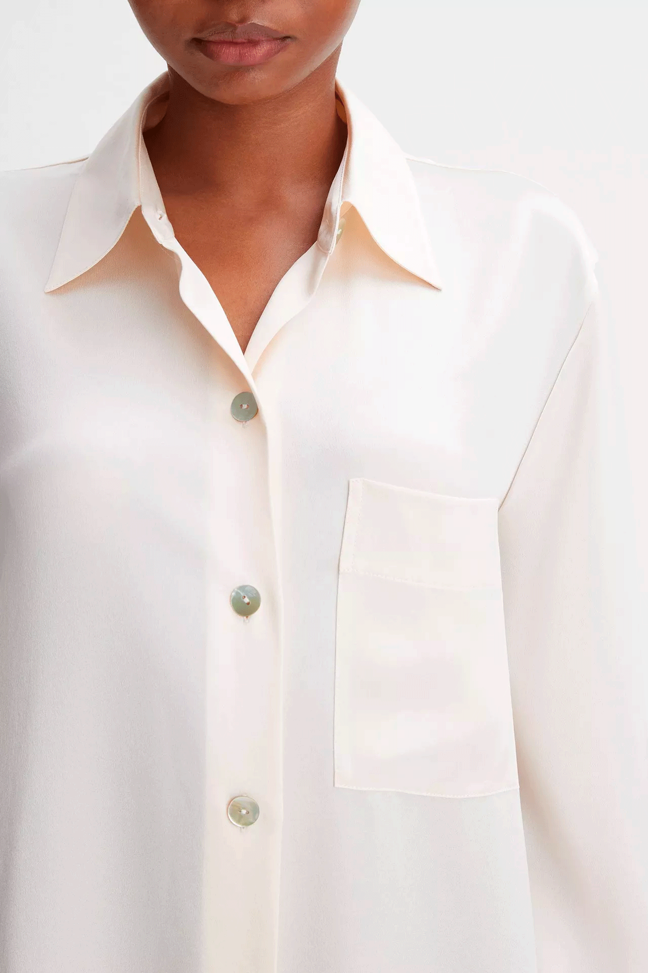 Relaxed Long Sleeve Chest Pocket Blouse