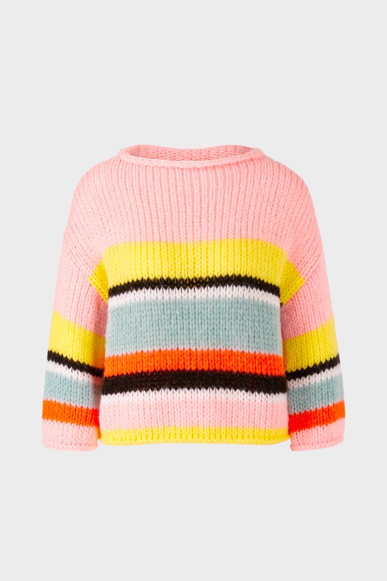 This stylish Happy Chirp Striped Sweater features a unique combination of cotton, mohair, alpaca and wool for a light yet cozy feel