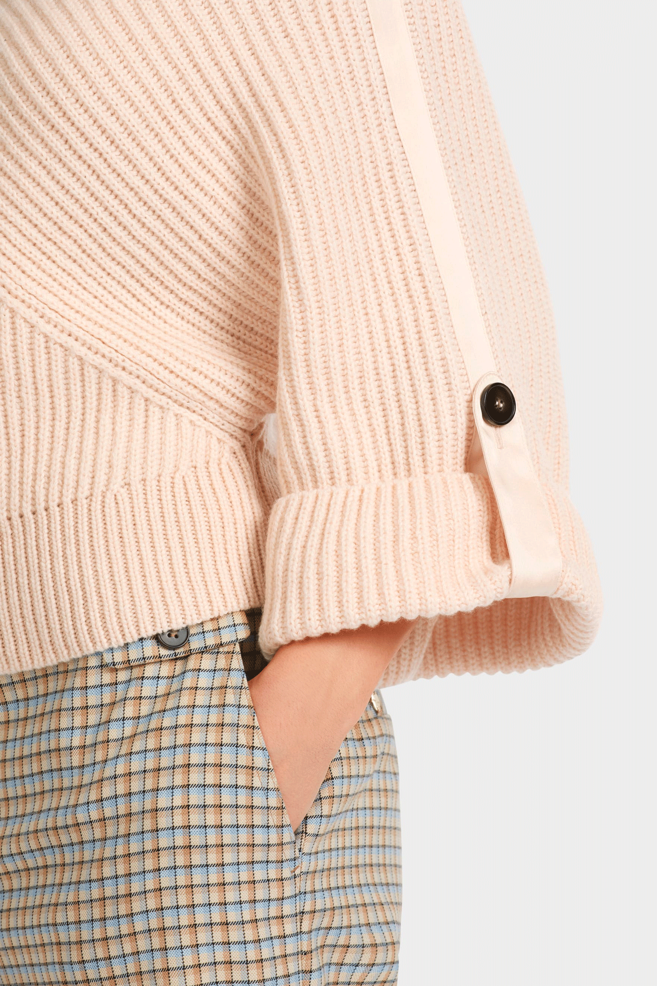 Roll Button Sleeve Sweater