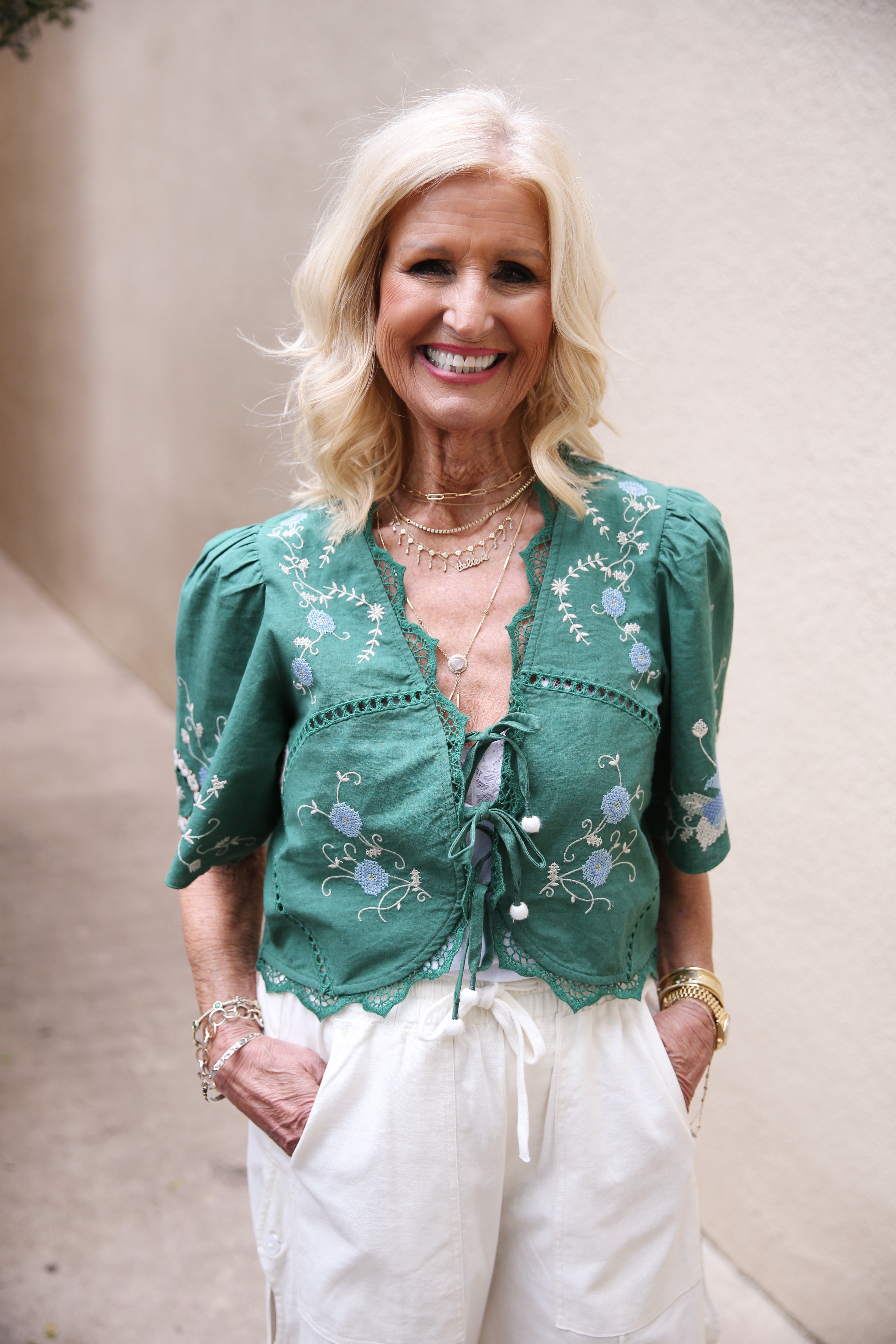Vesna Embroidery Tie Front Top