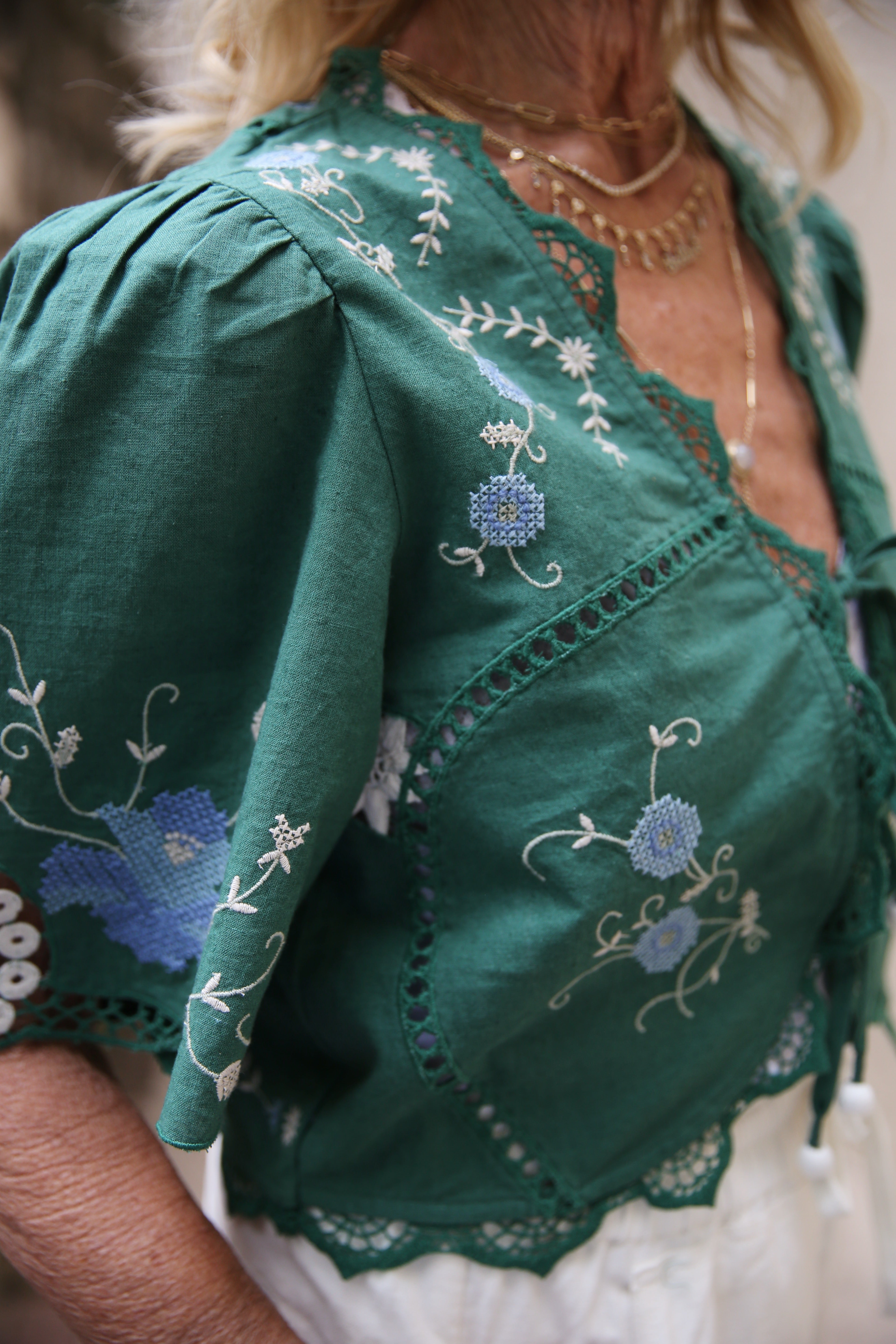 Vesna Embroidery Tie Front Top