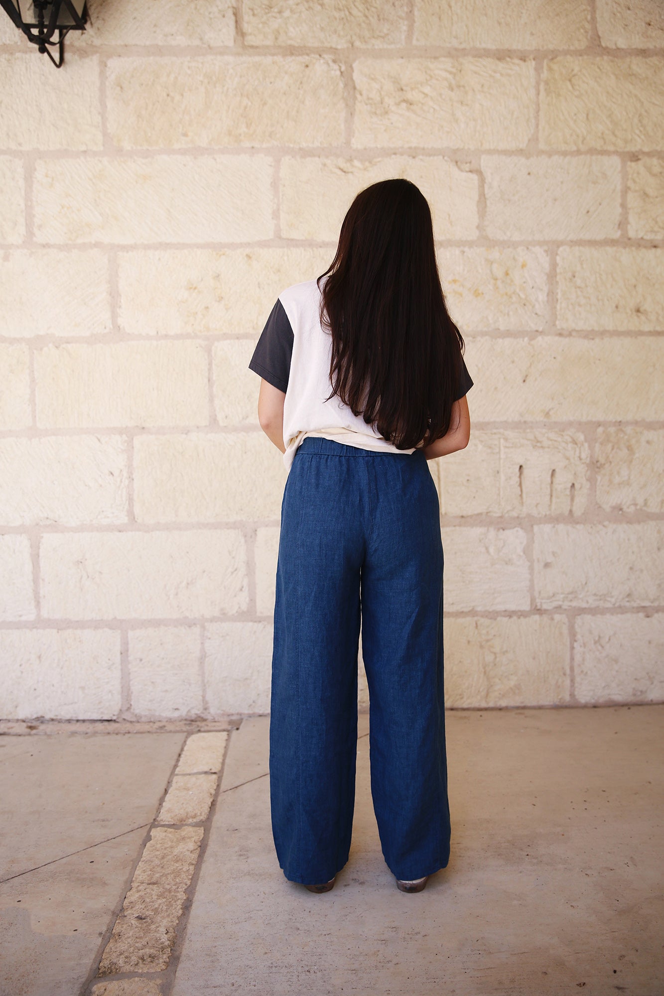 Washed Organic Linen Délavé Wide Trouser Pant