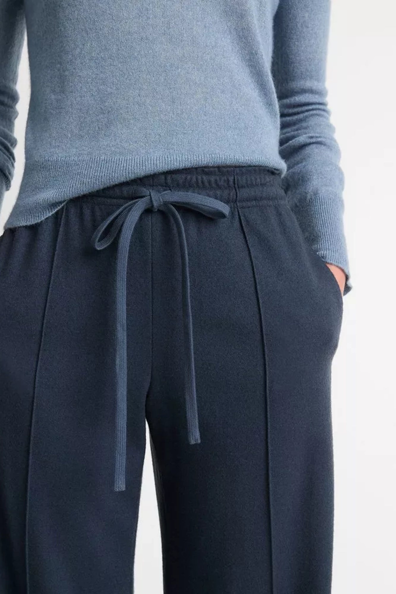 Wool-Blend Drawstring Pull-On Pant Tide Stone