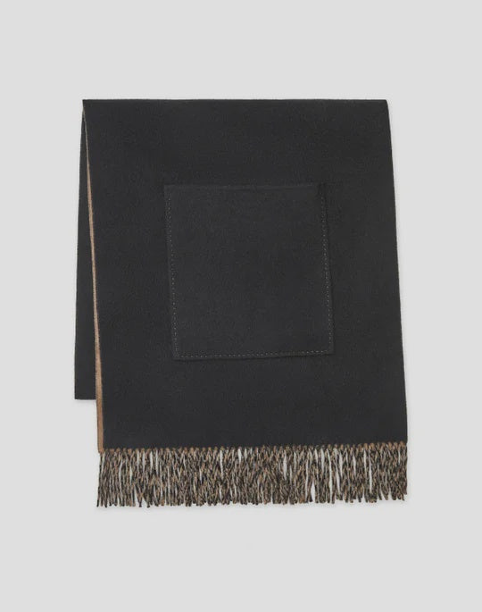 Wool-Cashmere Pocket Shawl Black/Camel