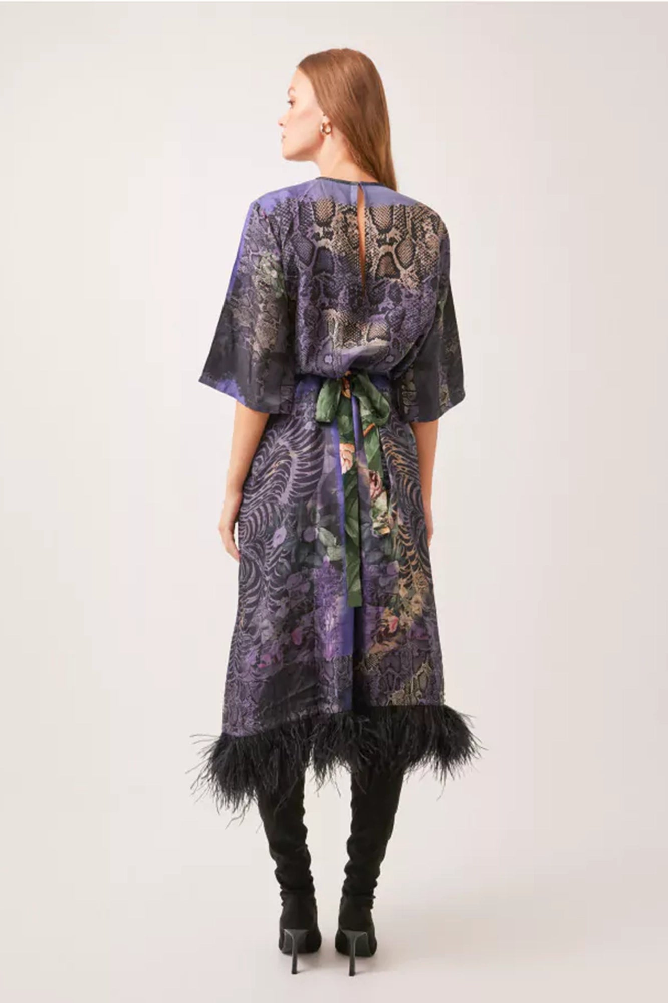 Savannah Midnight Twill Silk Feather Dress