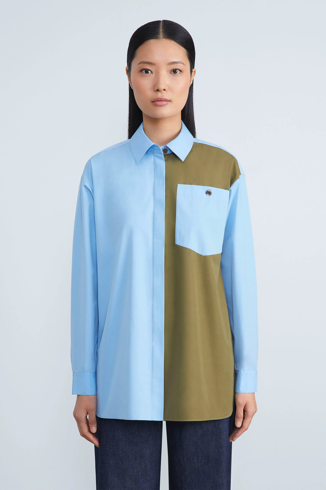 Color-Block Oversize Drop Shirt