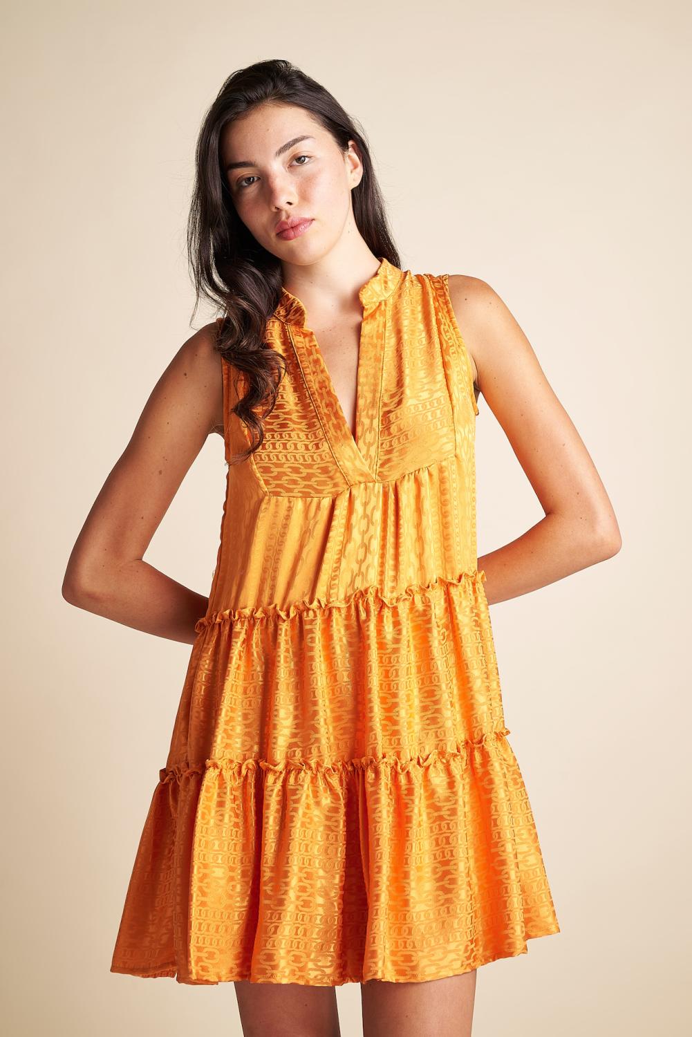 LACE the label short tier dress in orange